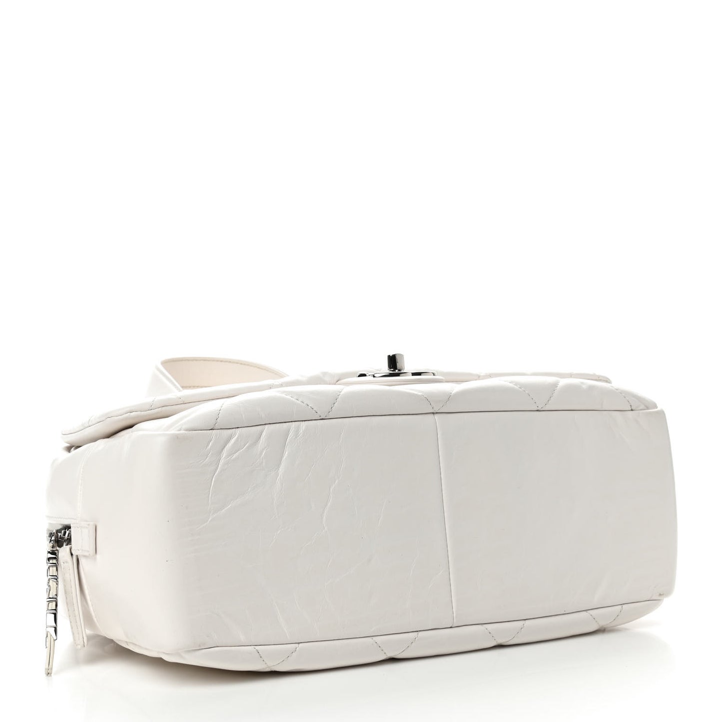 Aged Calfskin Quilted Small Express Bowling Bag White