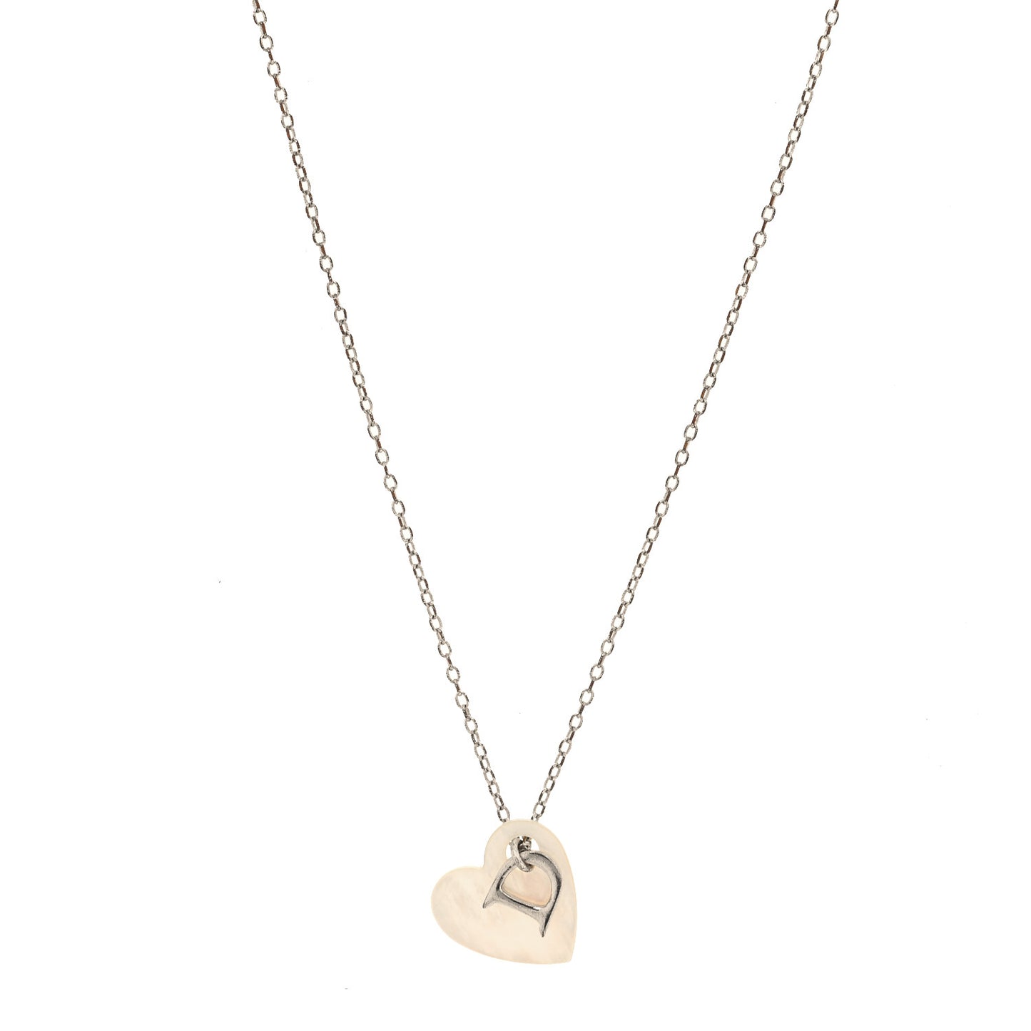 D Heart Necklace Silver