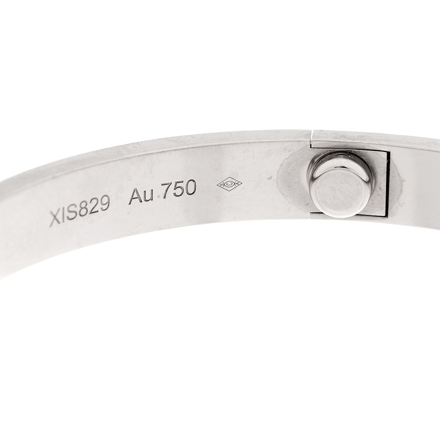 18K White Gold Brushed Finish LOVE Bracelet 19