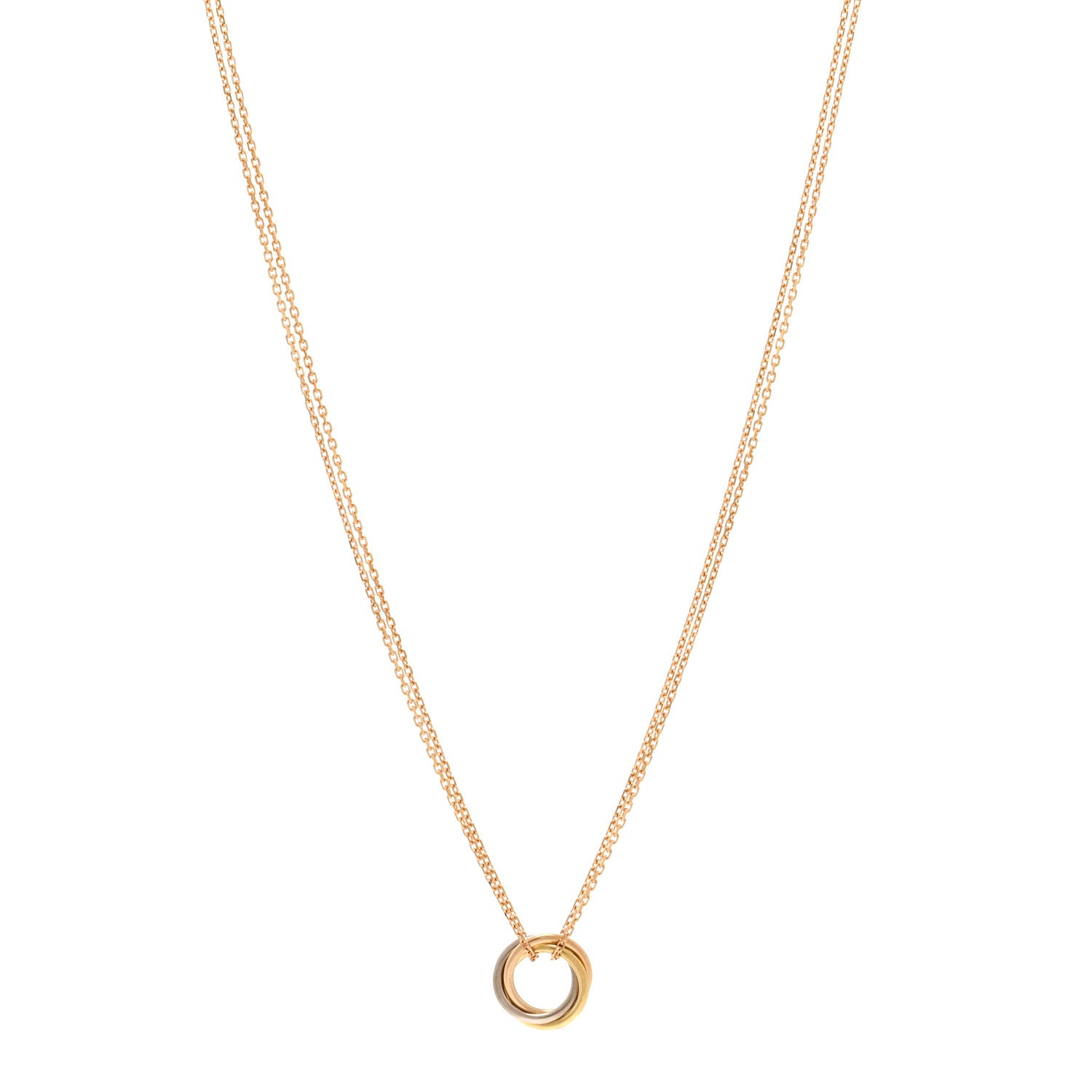 Cartier 18K Pink Yellow White Gold Trinity Double Chain Pendant Necklace 1 of 4