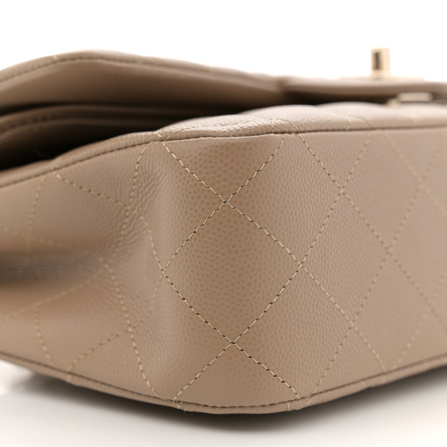 Caviar Quilted Medium Double Flap Dark Beige