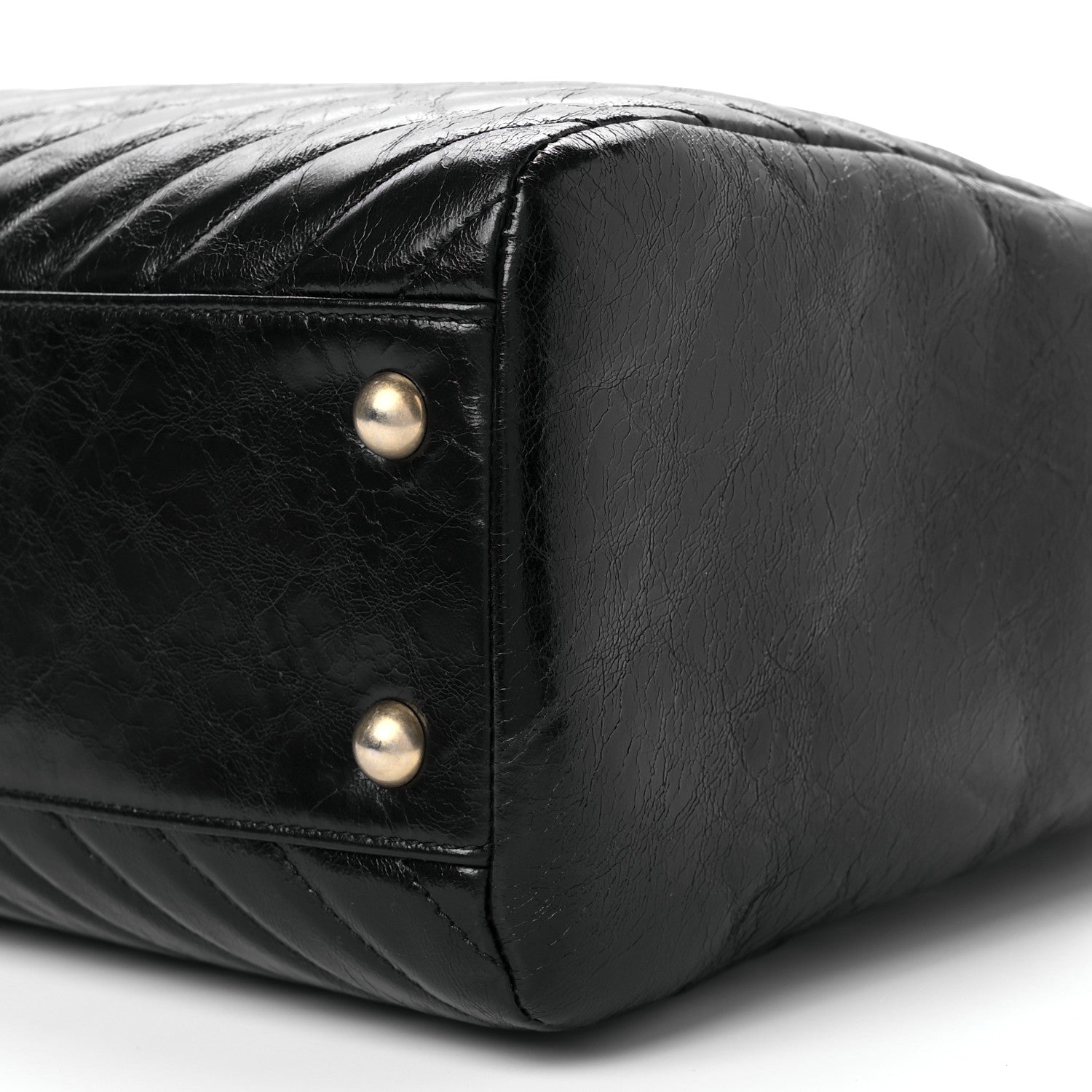 Chanel Aged Calfskin Chevron Quilted Shopping Tote Black 9 of 9