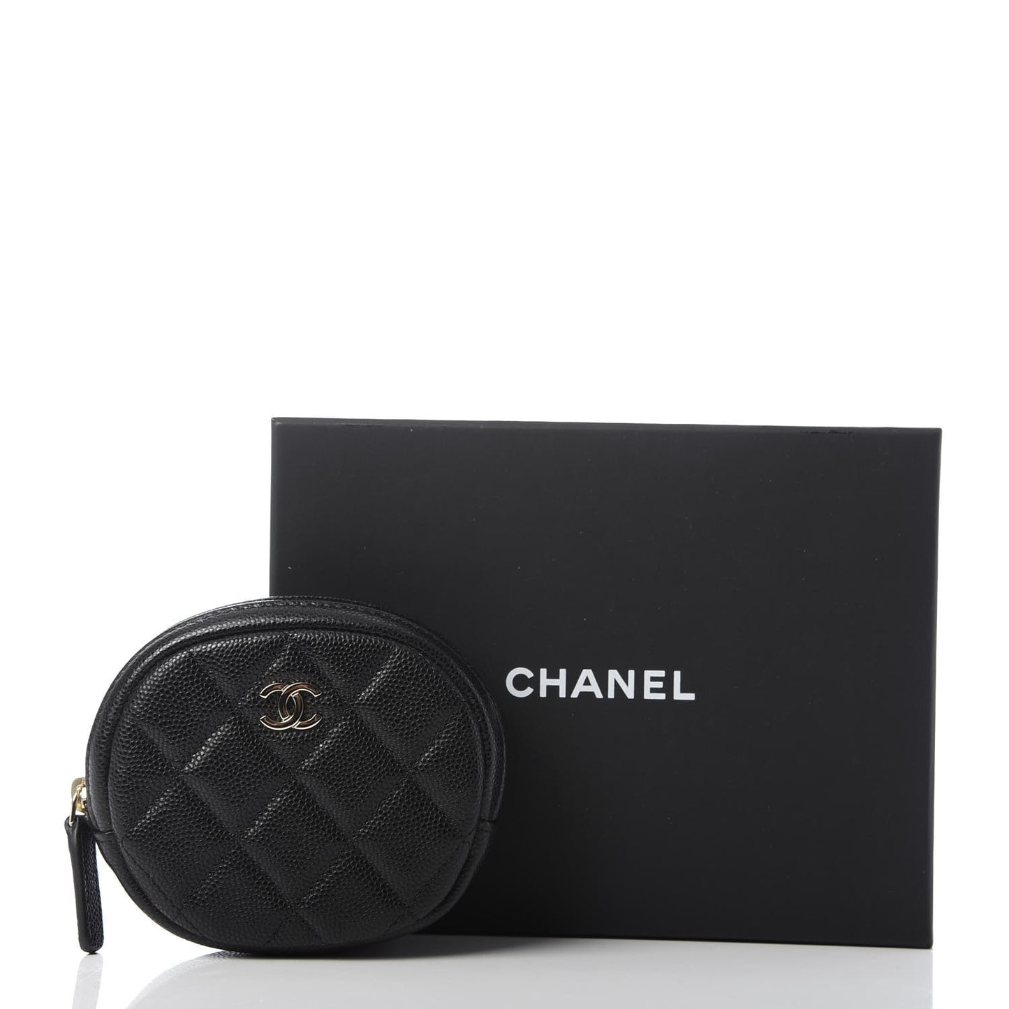 Caviar Quilted Zip Around Classic Coin Purse Black
