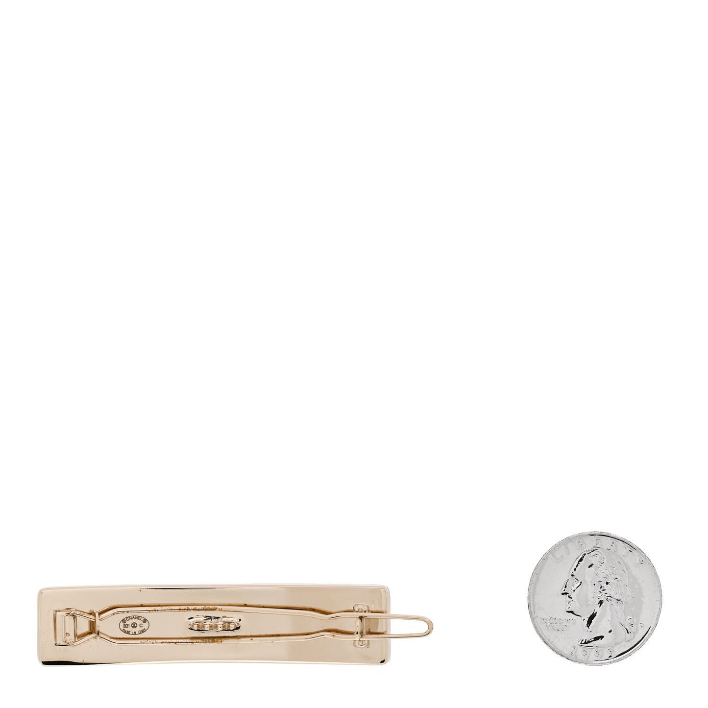 Metal Crystal Logo Hair Clip Gold