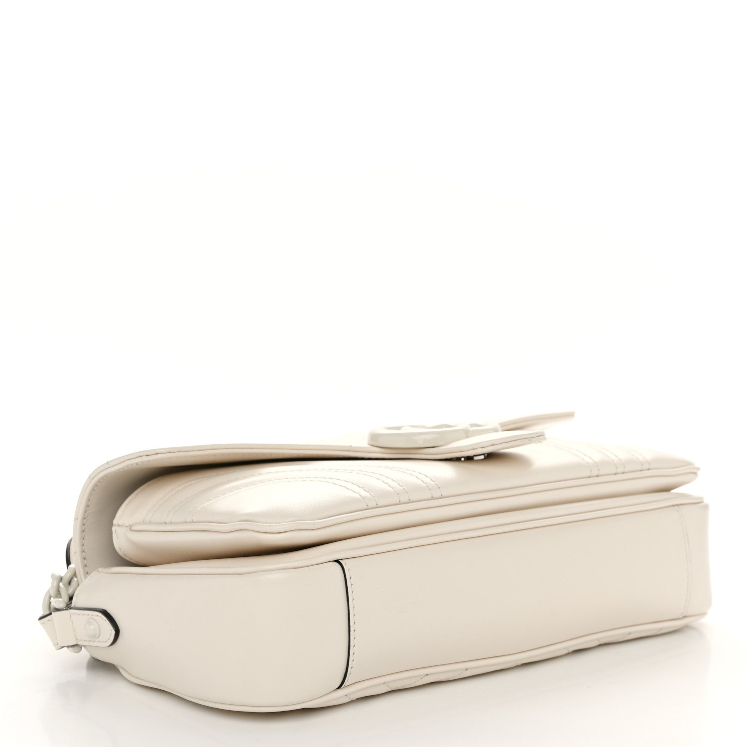 Gucci Calfskin Matelasse Monochrome GG Marmont Crossbody Shoulder Bag White 4 of 11