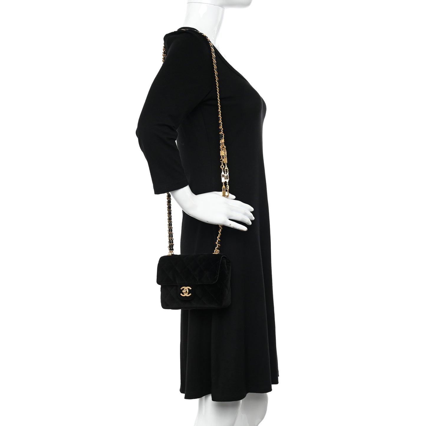 Velvet Enamel Mini Flap Black