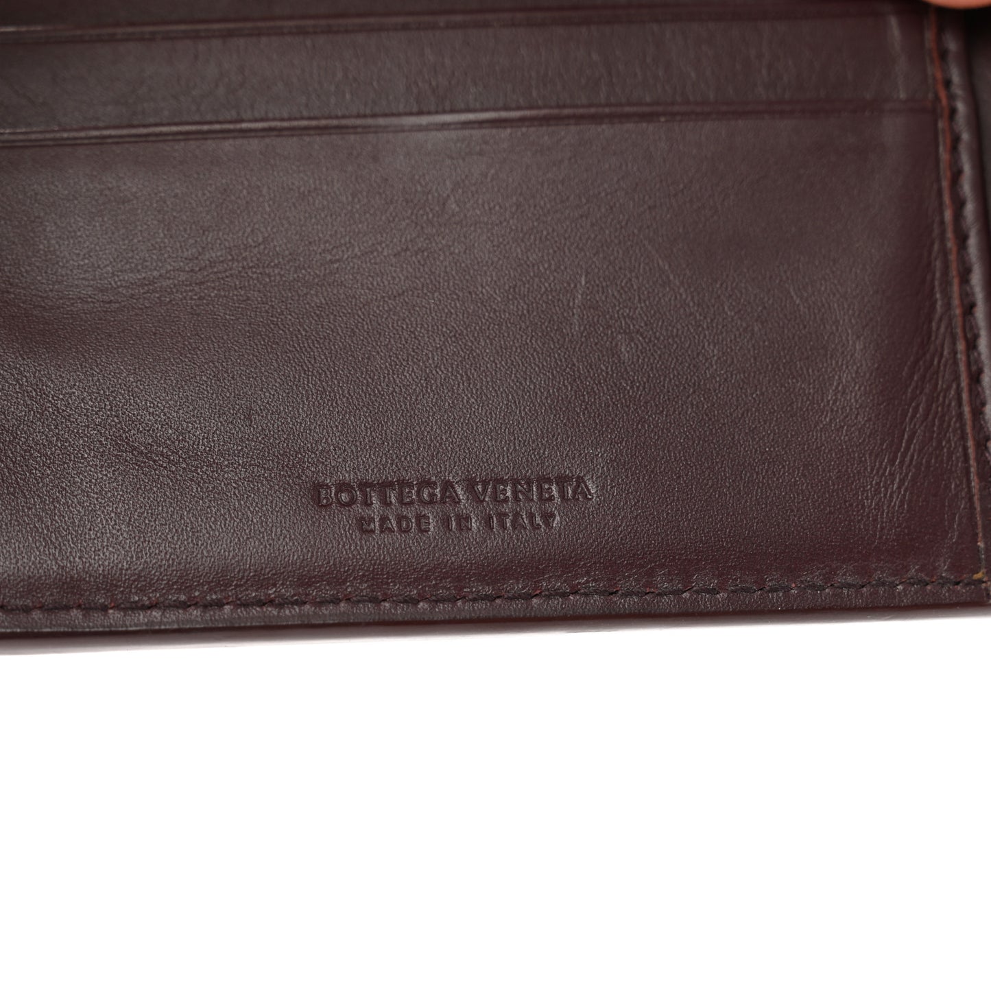 Nappa Intrecciato Bi-Fold Wallet Dark Barolo