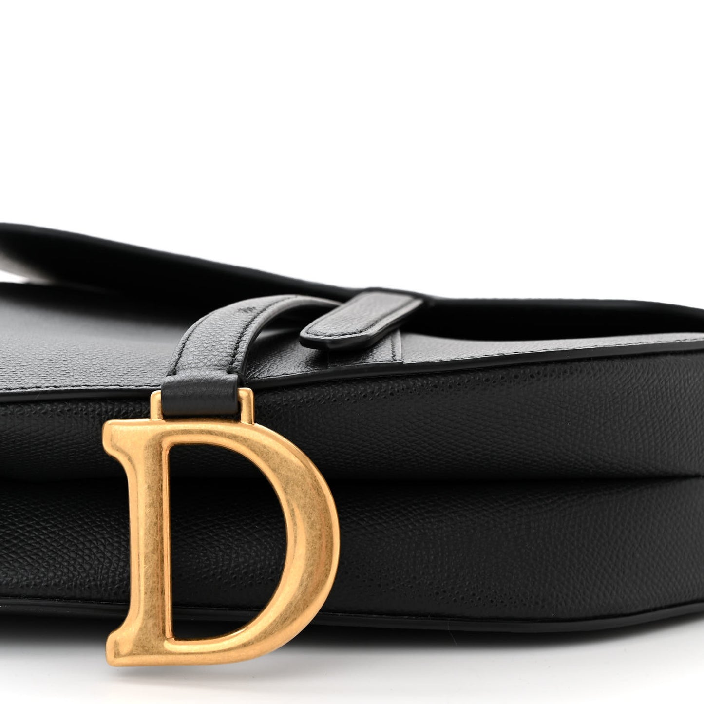 Grained Calfskin Saddle Bag Black