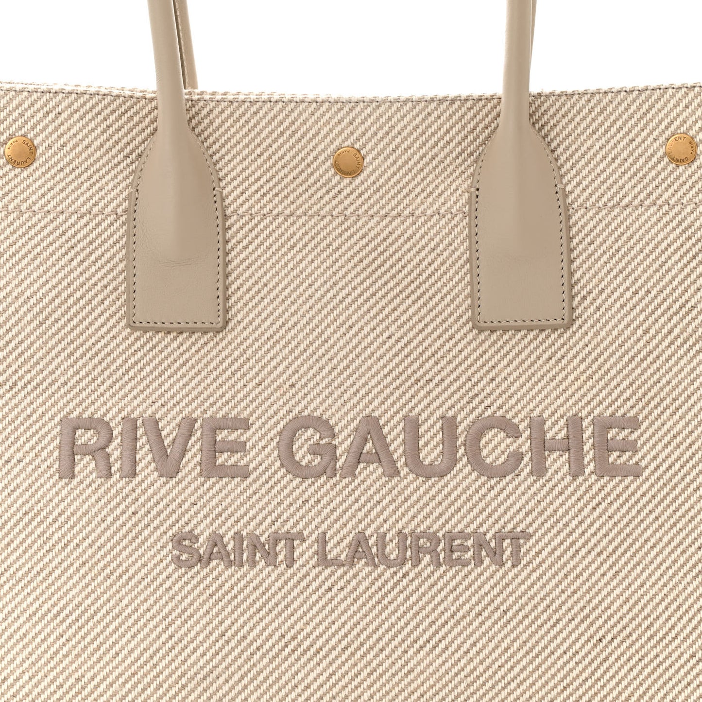 Linen Calfskin Small Rive Gauche Tote Beige Sea Salt