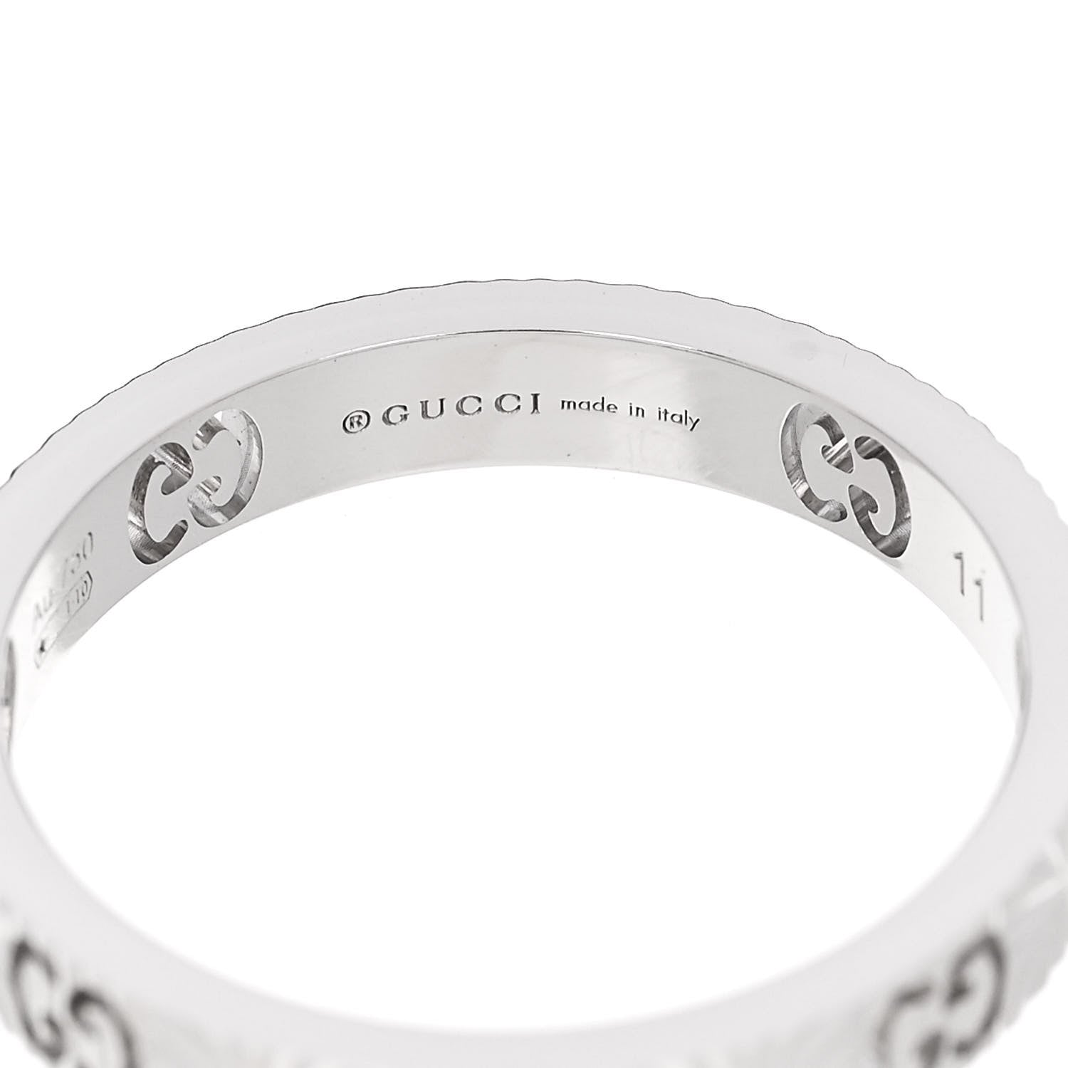 Gucci 18K White Gold Diamond Icon Heart Band Ring 50 5.5 4 of 6