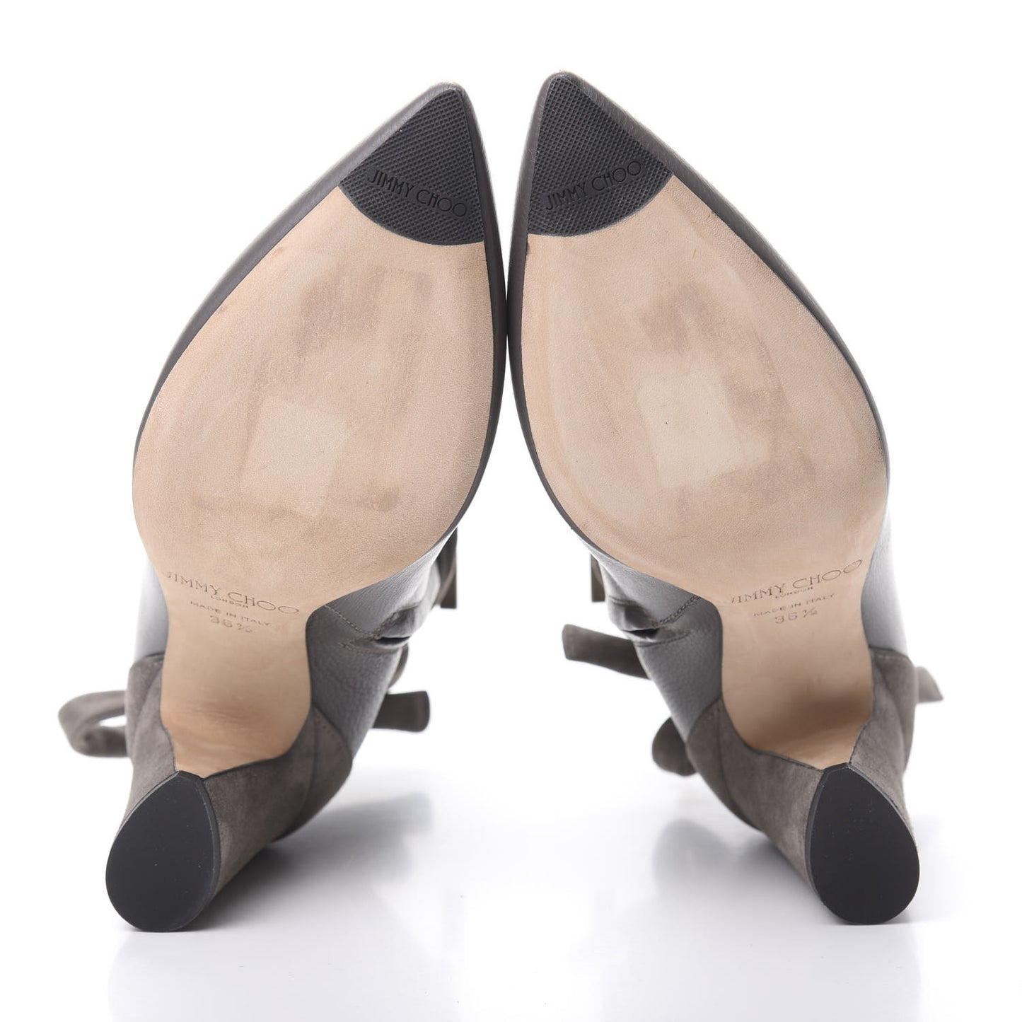 Calfskin Suede Henrietta Tie Bootie 36.5 Dark Grey