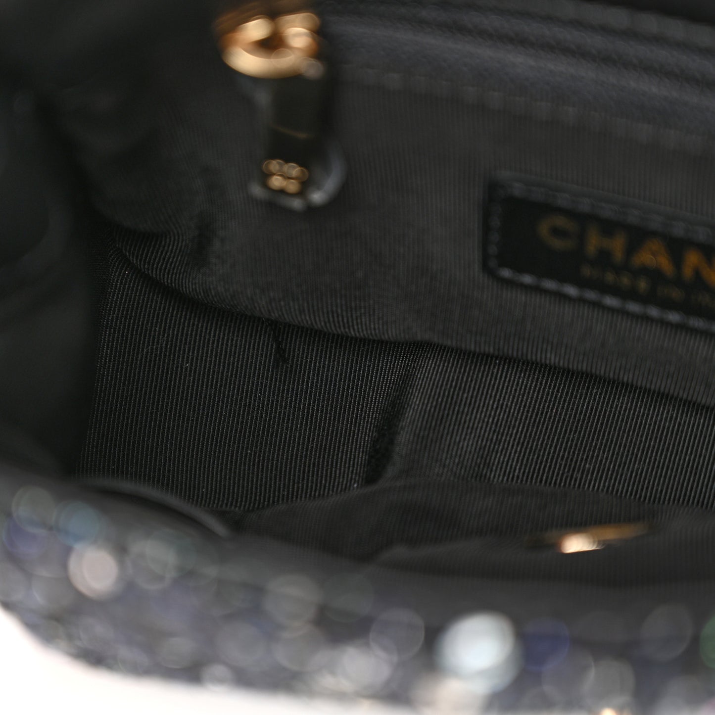 Tweed Mini Pearl Handle Flap Black Ecru