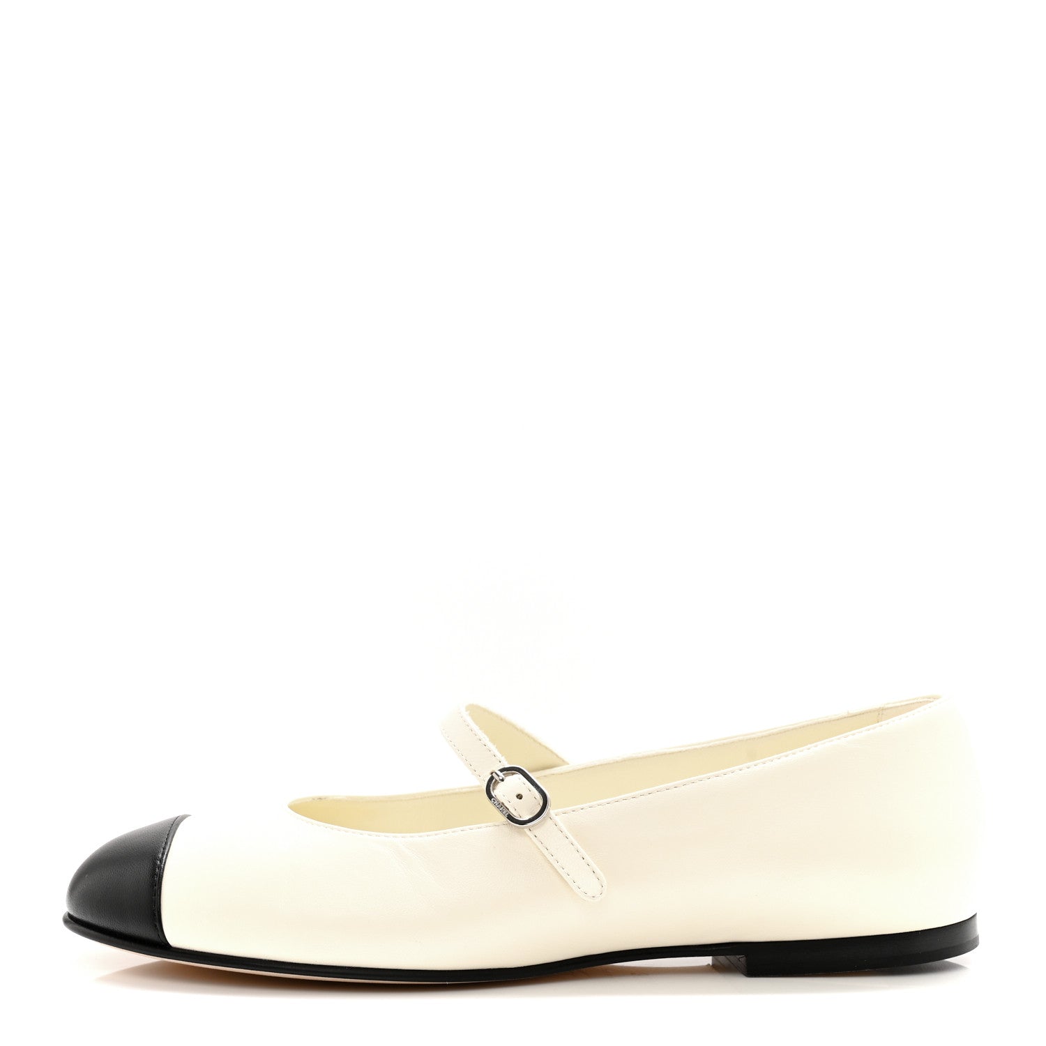 Chanel Lambskin Mary Jane Flats 36.5 White Black 1445540