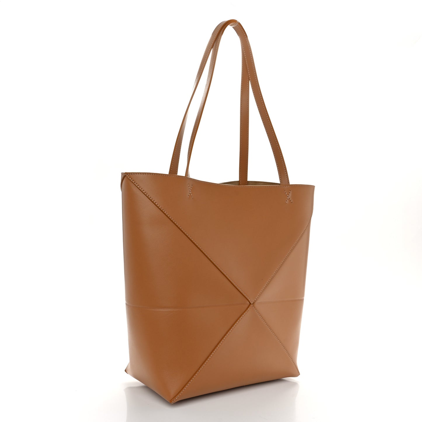 Shiny Calfskin Medium Puzzle Fold Tote Warm Desert