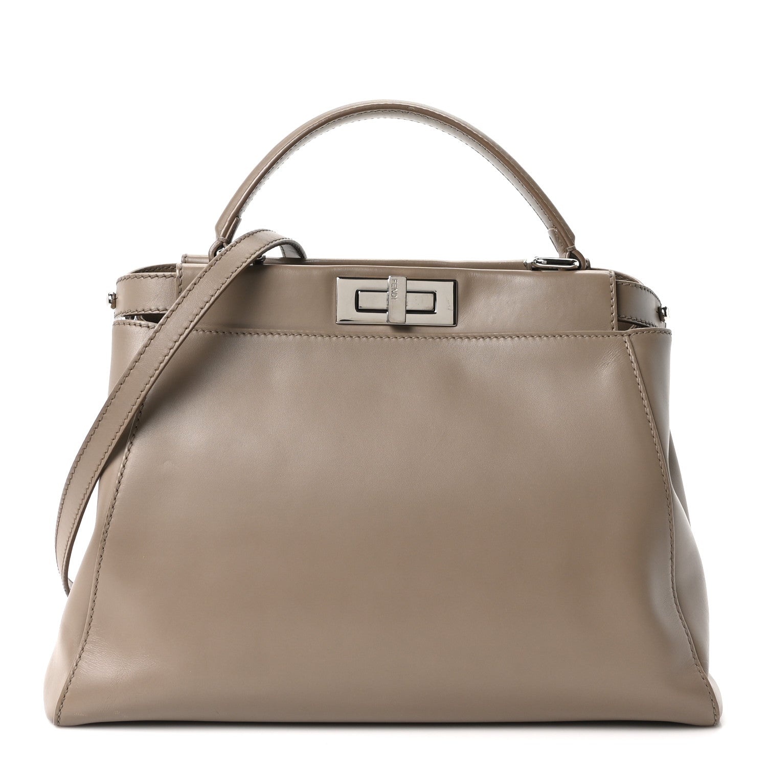 Fendi Vitello Morgan Shiny Nappa Medium Peekaboo Iconic Satchel