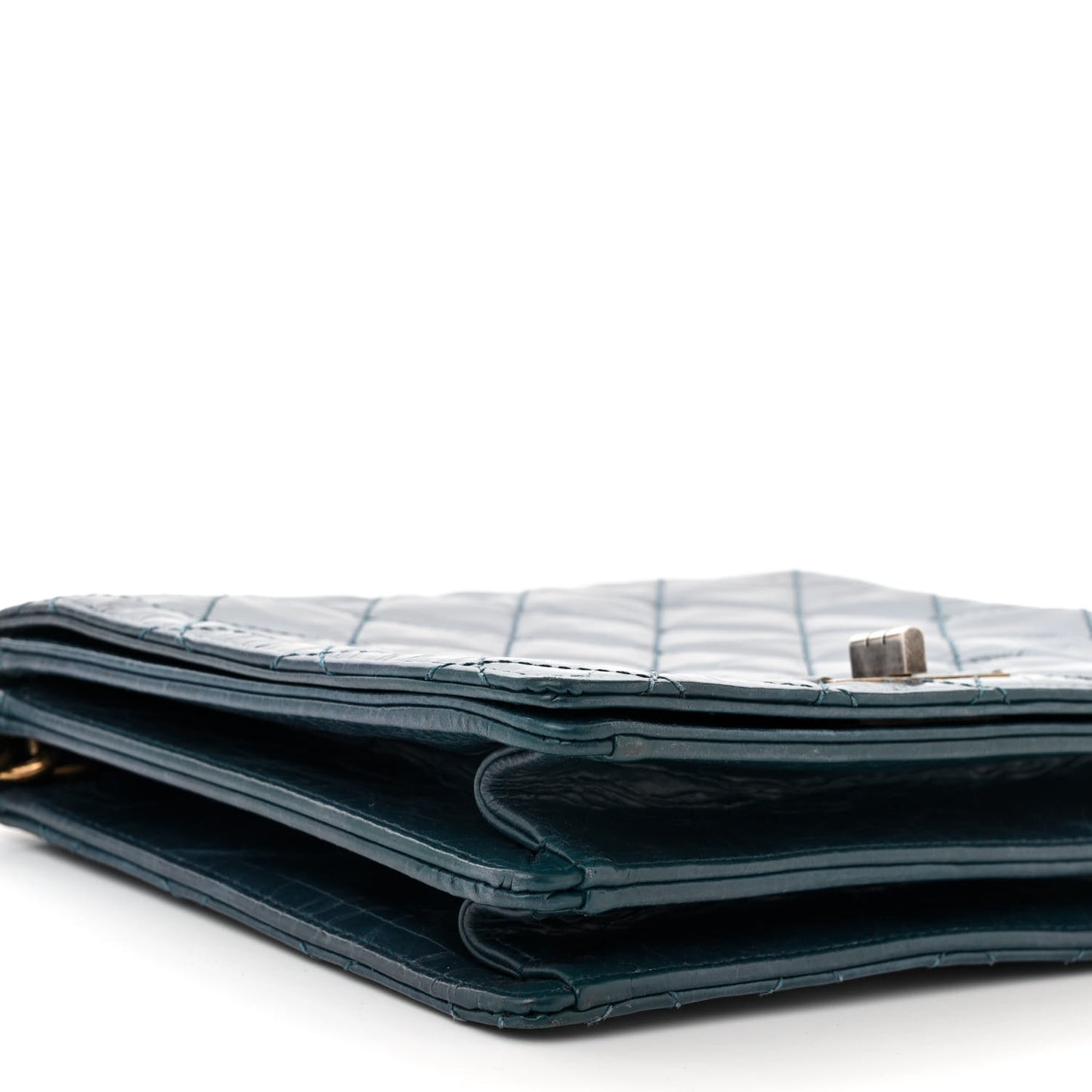 Glazed Calfskin Quilted Rita Top Handle Flap Blue