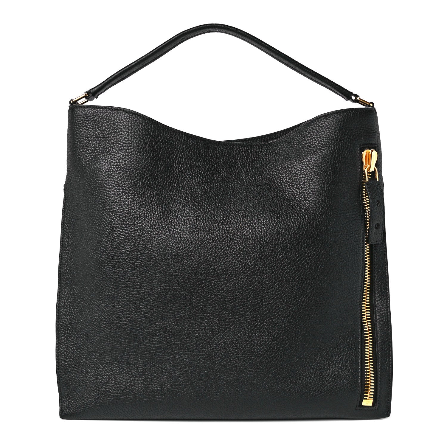 Tom Ford Pebbled Calfskin Small Alix Padlock Zip Hobo Bag Black 3 of 14