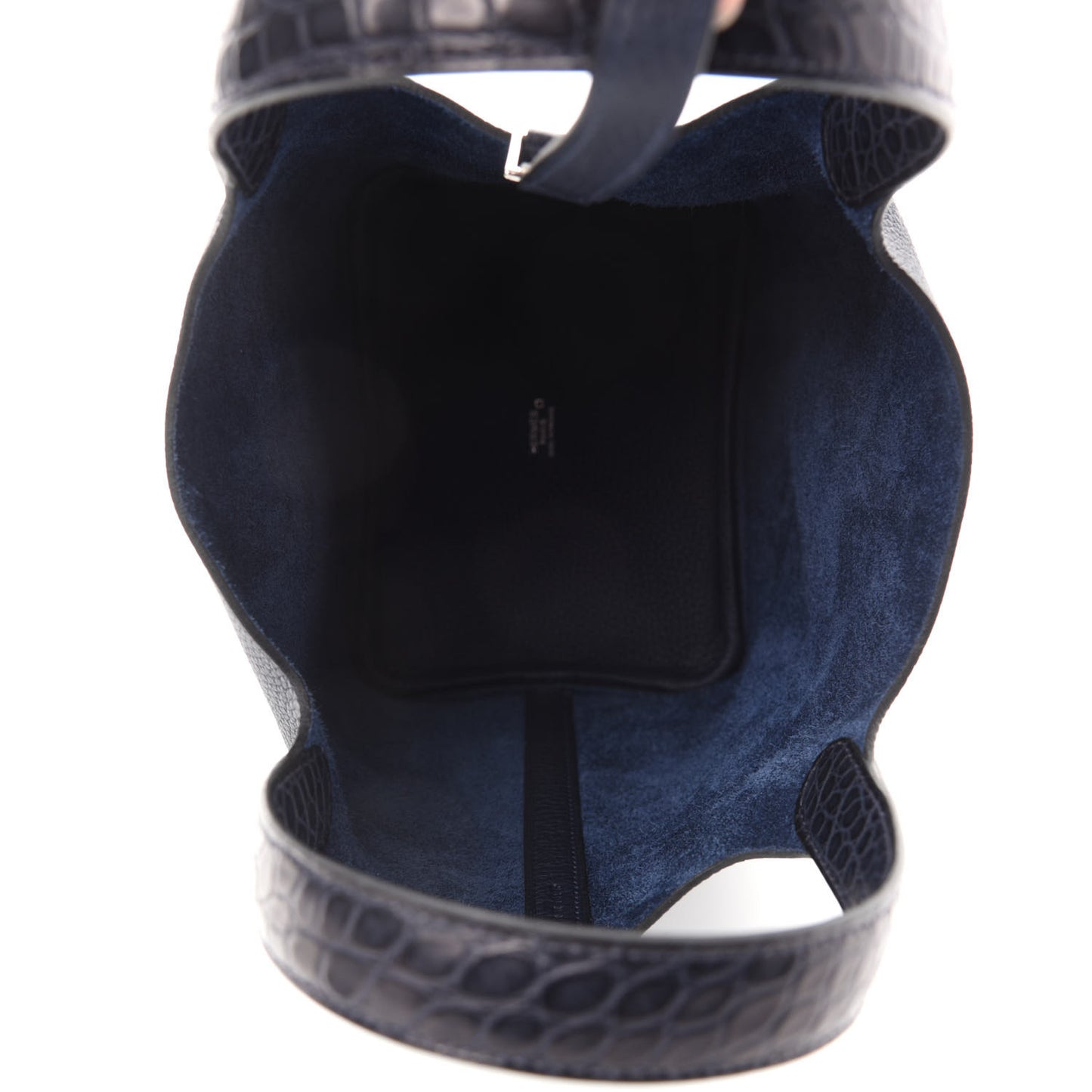 Taurillon Clemence Matte Alligator Picotin Lock Touch 18 PM Bleu Nuit