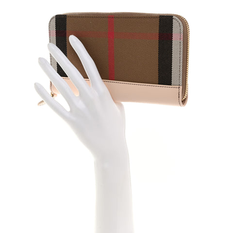 House Check Large Ziggy Zip Around Wallet Pale Cameo