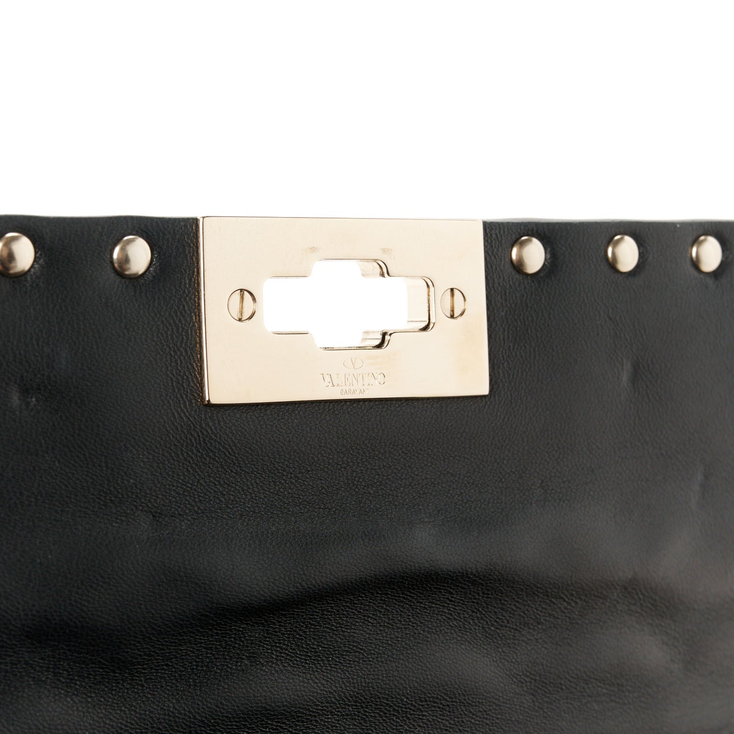 Metallic Nappa Rockstud Spike Wallet on Chain