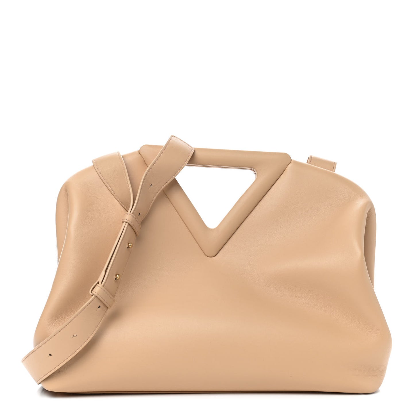 Calfskin Medium The Point Triangle Bag Almond