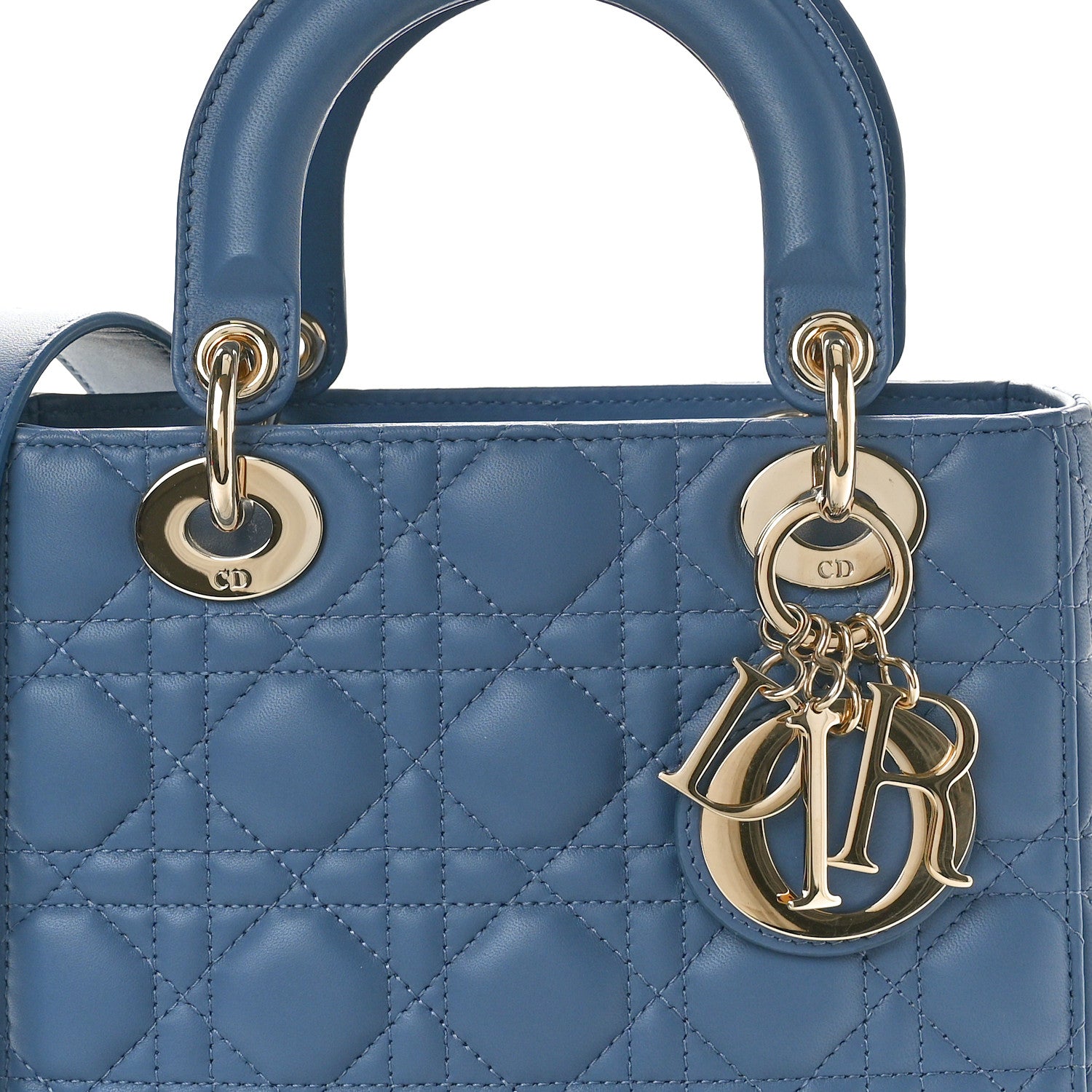 Christian Dior Lambskin Cannage Small My ABCDior Lady Dior Denim Blue 8 of 10