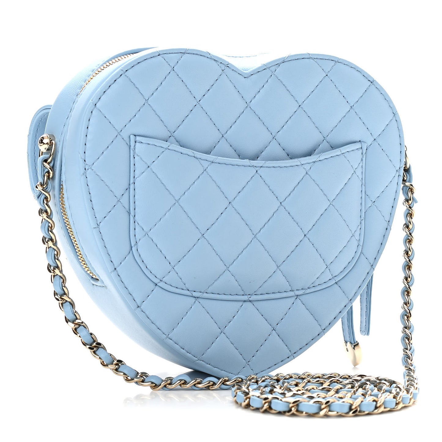 Lambskin Quilted CC In Love Heart Bag Light Blue