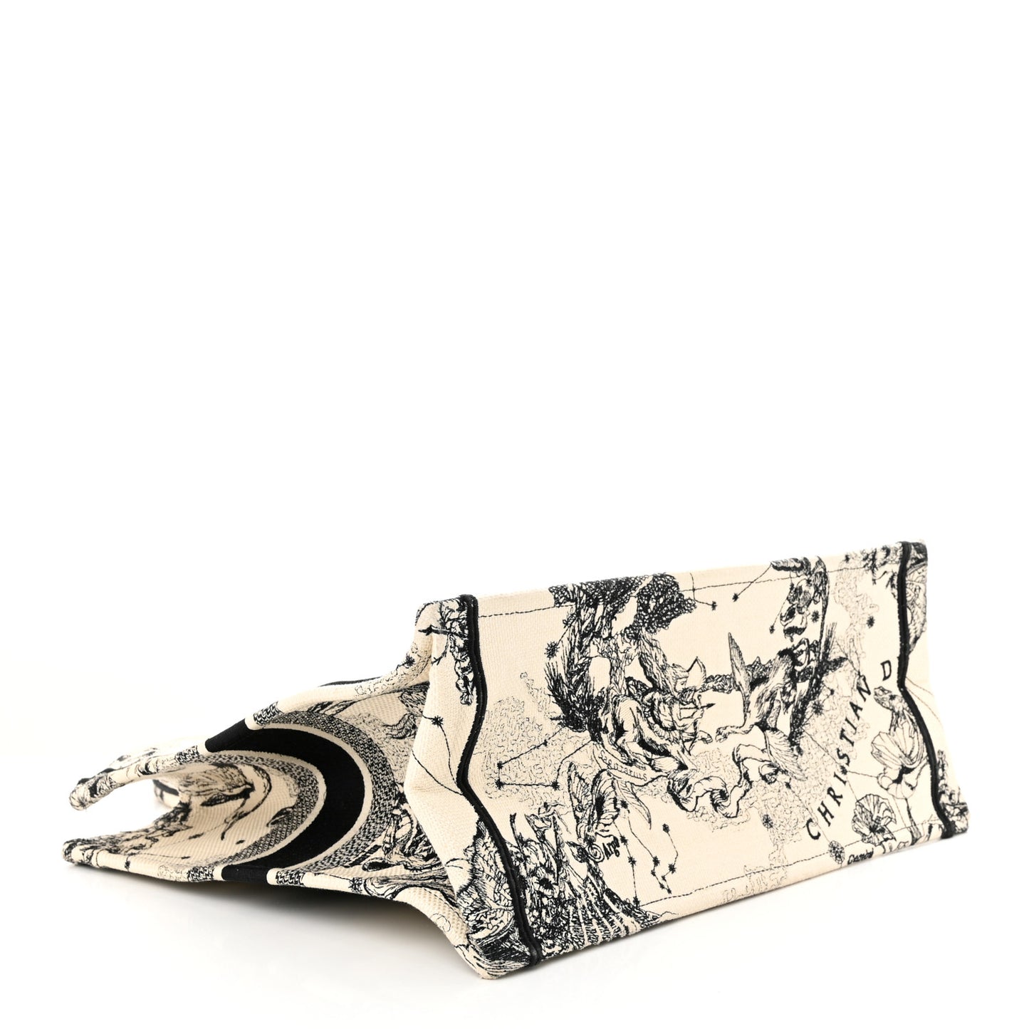 Canvas Embroidered Large Zodiac Toile De Jouy Book Tote Latte