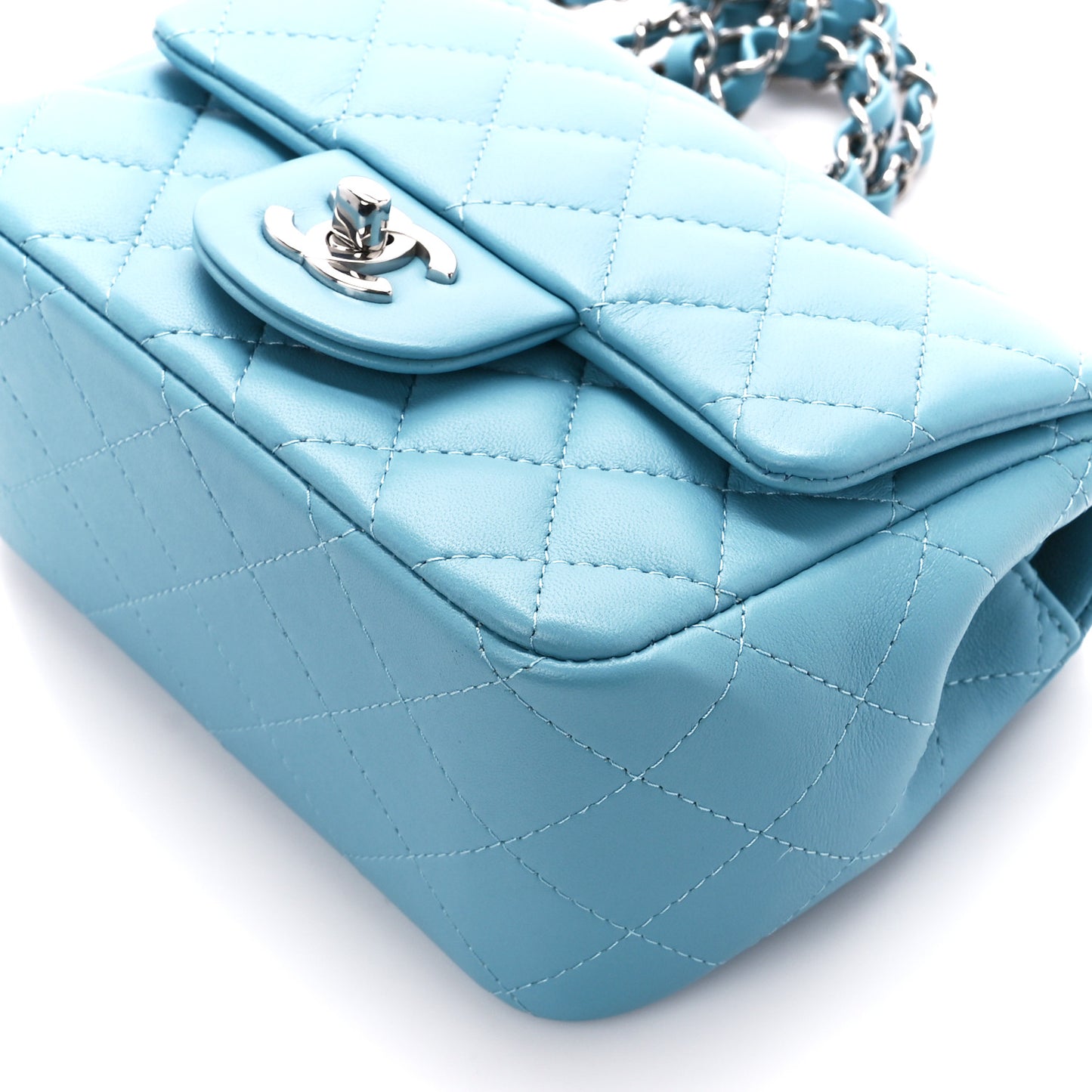 Lambskin Quilted Mini Square Flap Blue