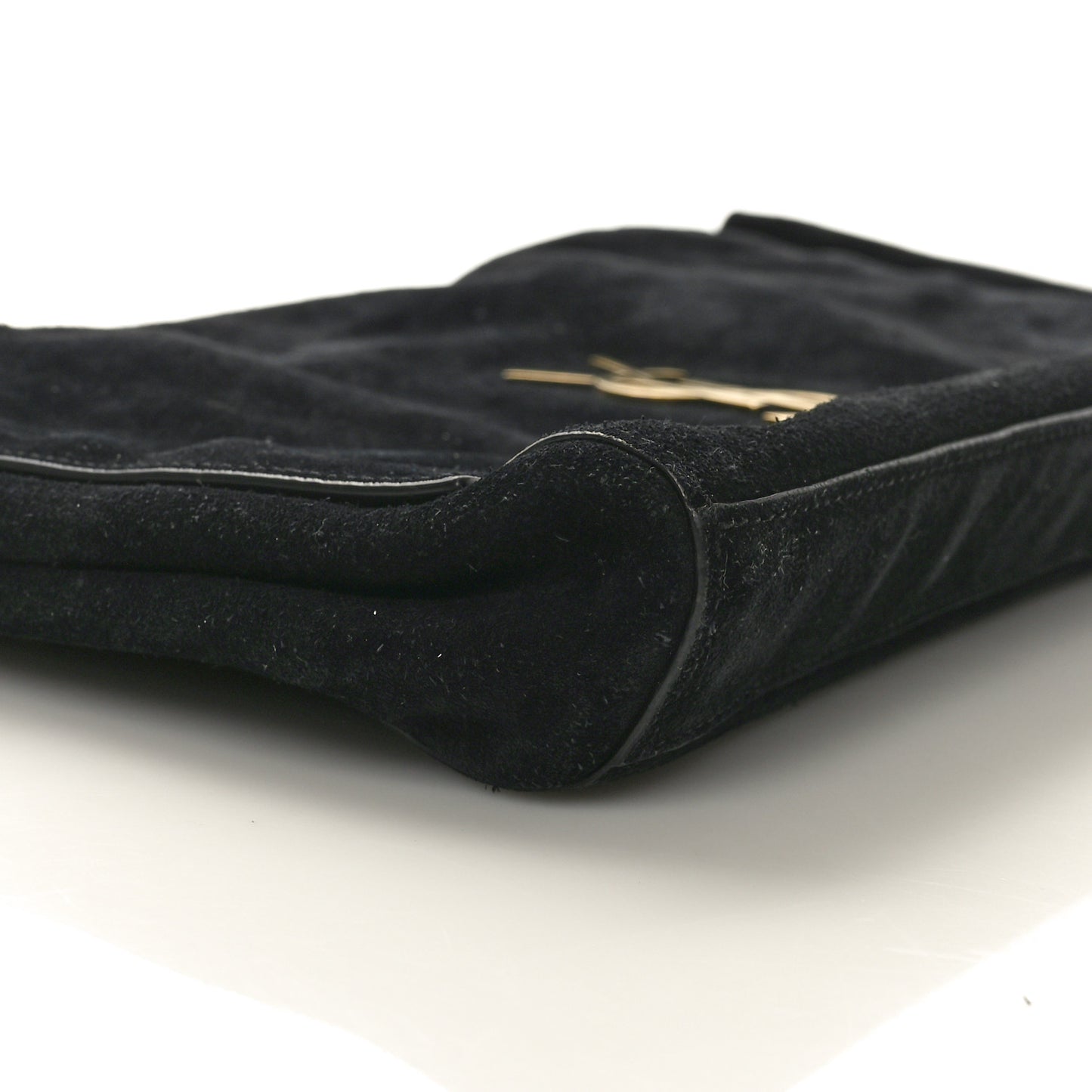 Smooth Calfskin Suede Medium Reversible Monogram Kate Satchel Black