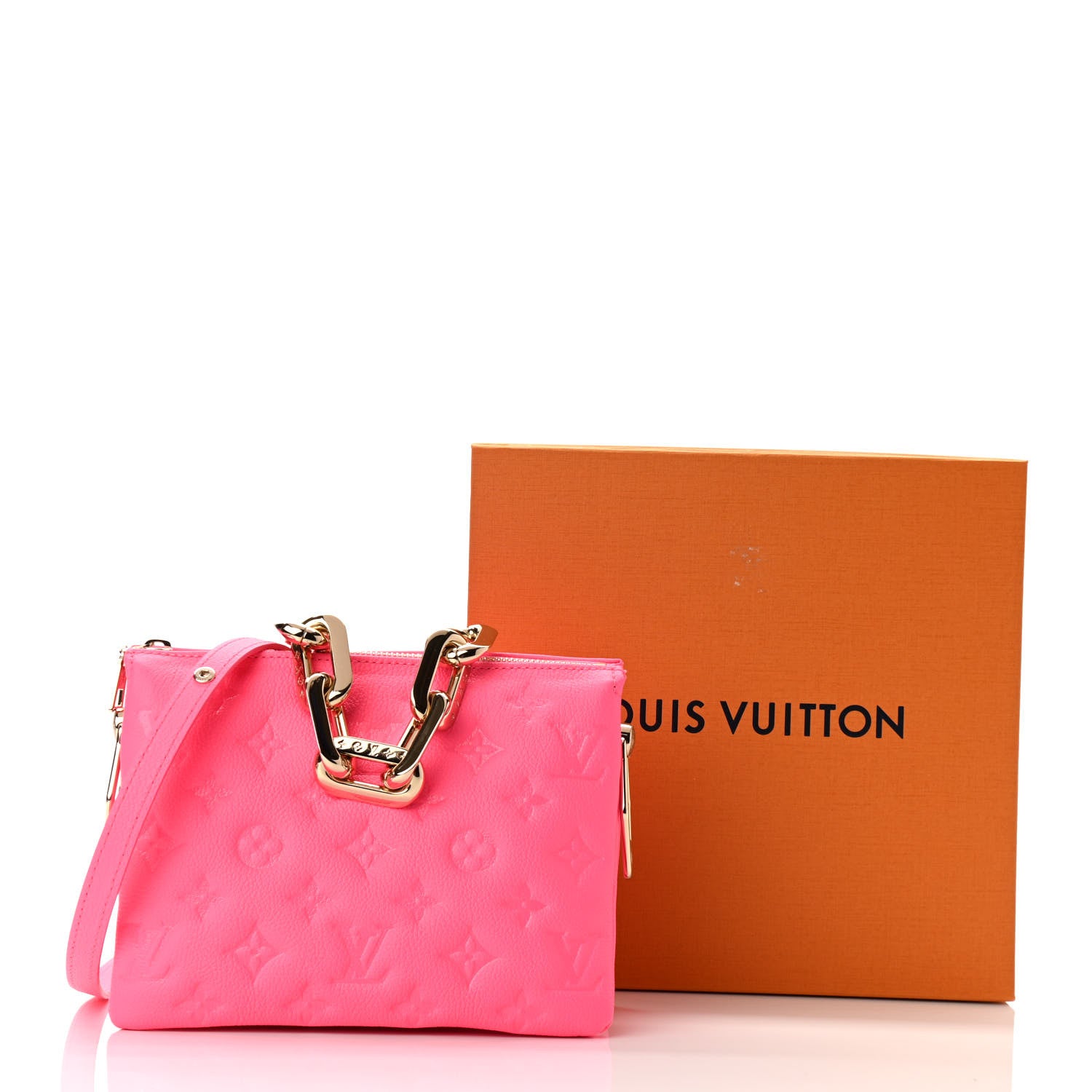 Louis Vuitton Calfskin Embossed Monogram Coussin BB Rose Fluo 12 of 12