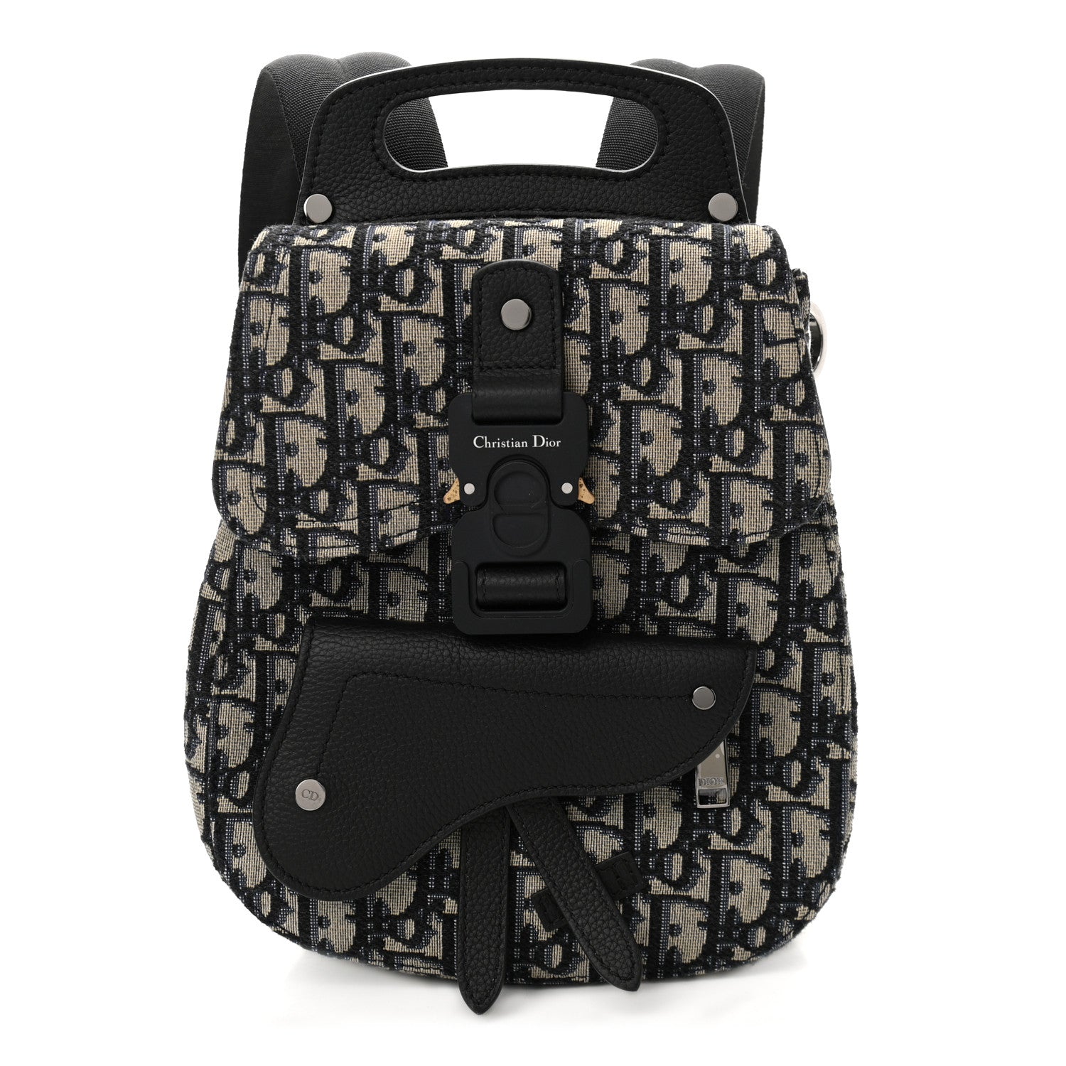 Christian Dior Oblique Jacquard Mini Saddle Backpack Navy Blue 1 of 11