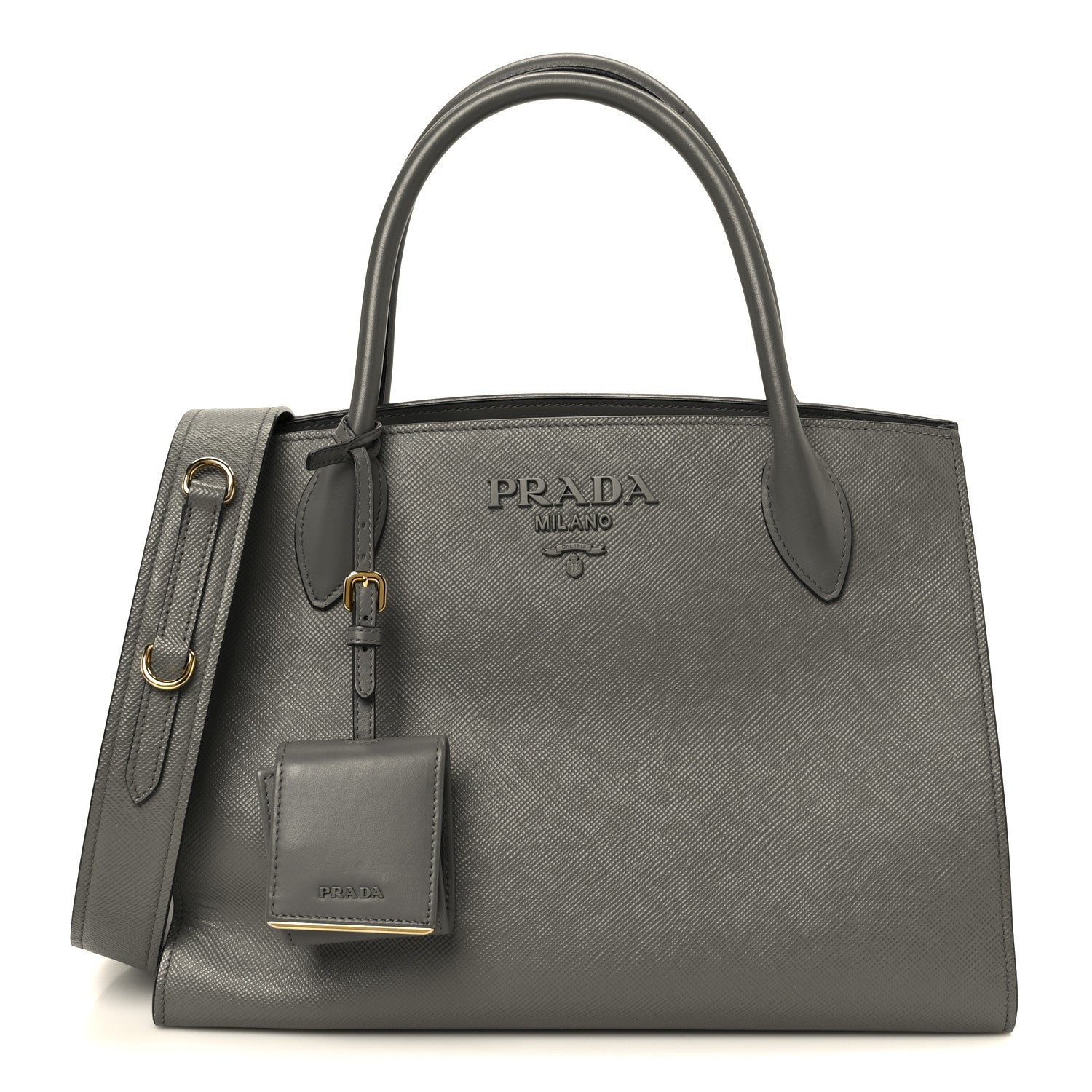 Prada Saffiano Cuir Calfskin Medium Monochrome Top Handle Tote