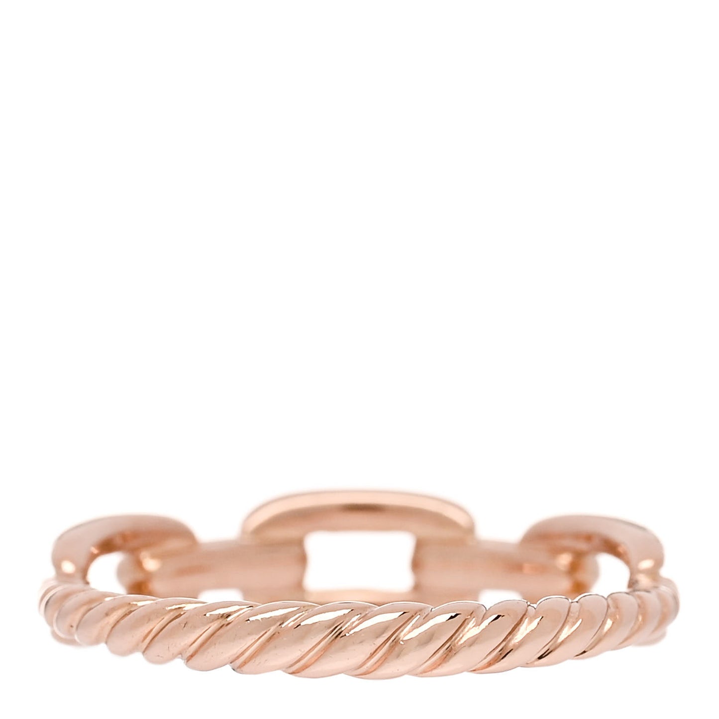 18K Rose Gold Diamond 4.5mm Stax Single Row Chain Link Ring 52 6