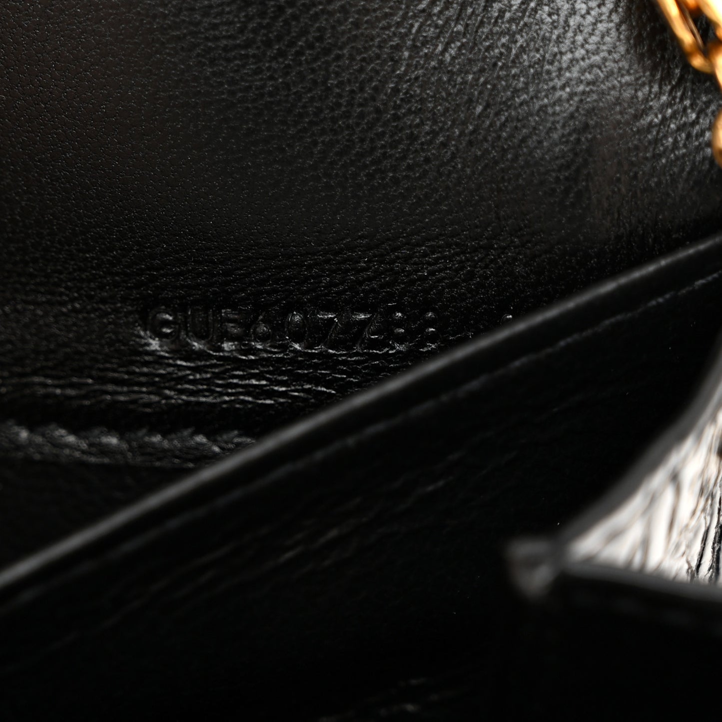Calfskin Crocodile Embossed Monogram Uptown Chain Wallet Black