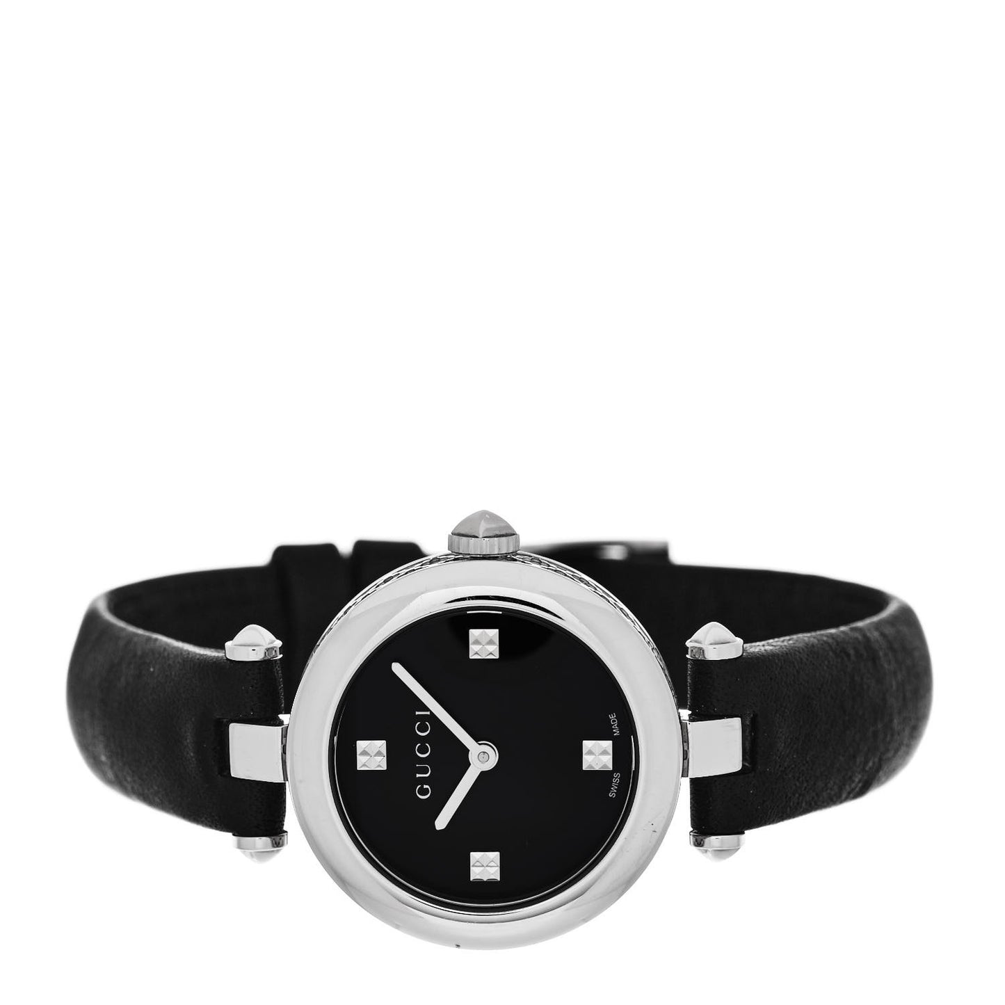 Stainless Steel Calfskin 27mm Diamantissima Quartz Watch Black