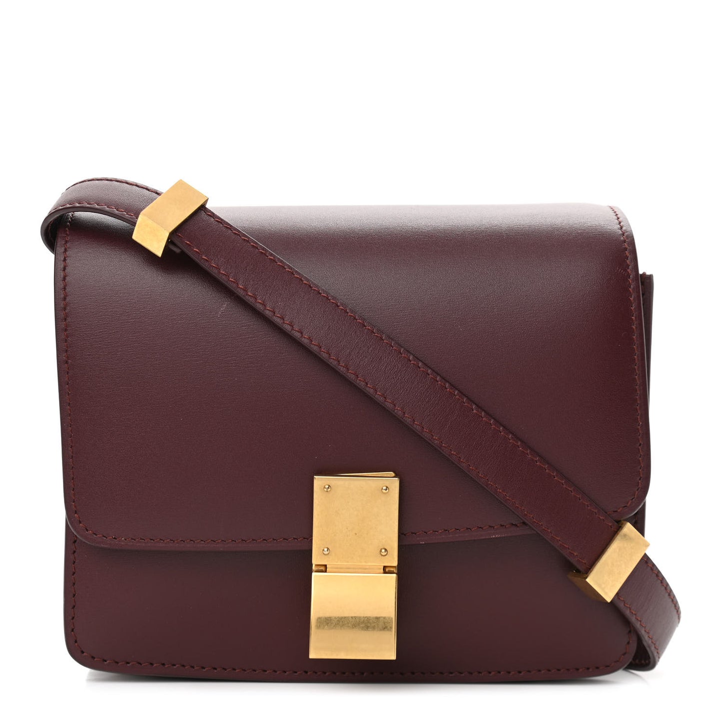Box Calfskin Small Classic Box Flap Bag Burgundy
