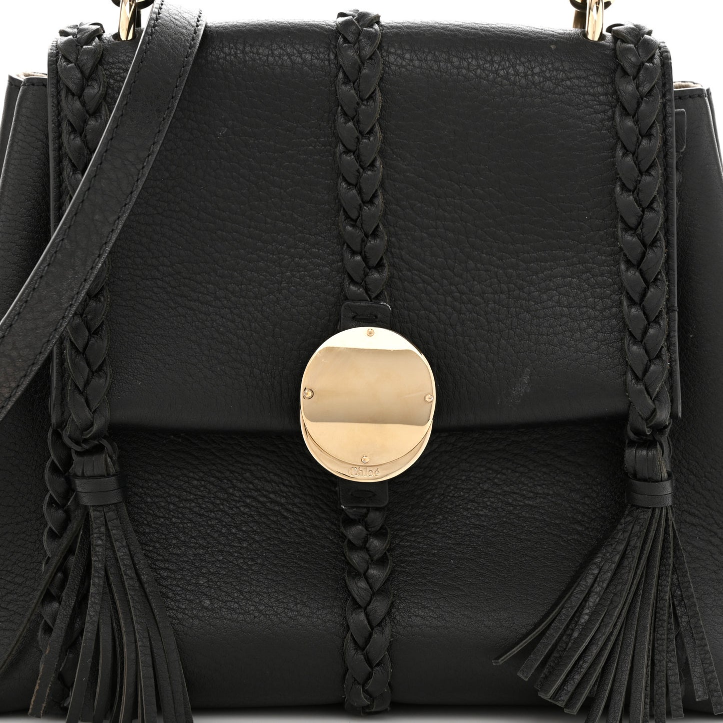 Grained Calfskin Small Penelope Soft Shoulder Bag Black