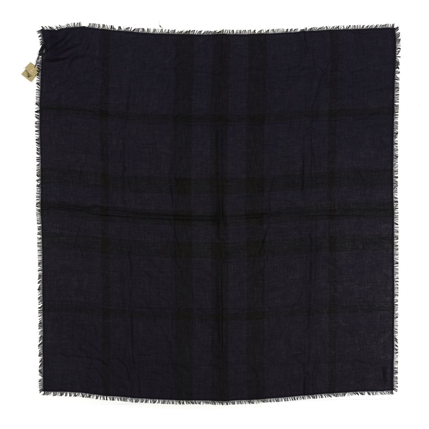 Modal Wool Overdyed Chambray Check Square Scarf Dark Purple