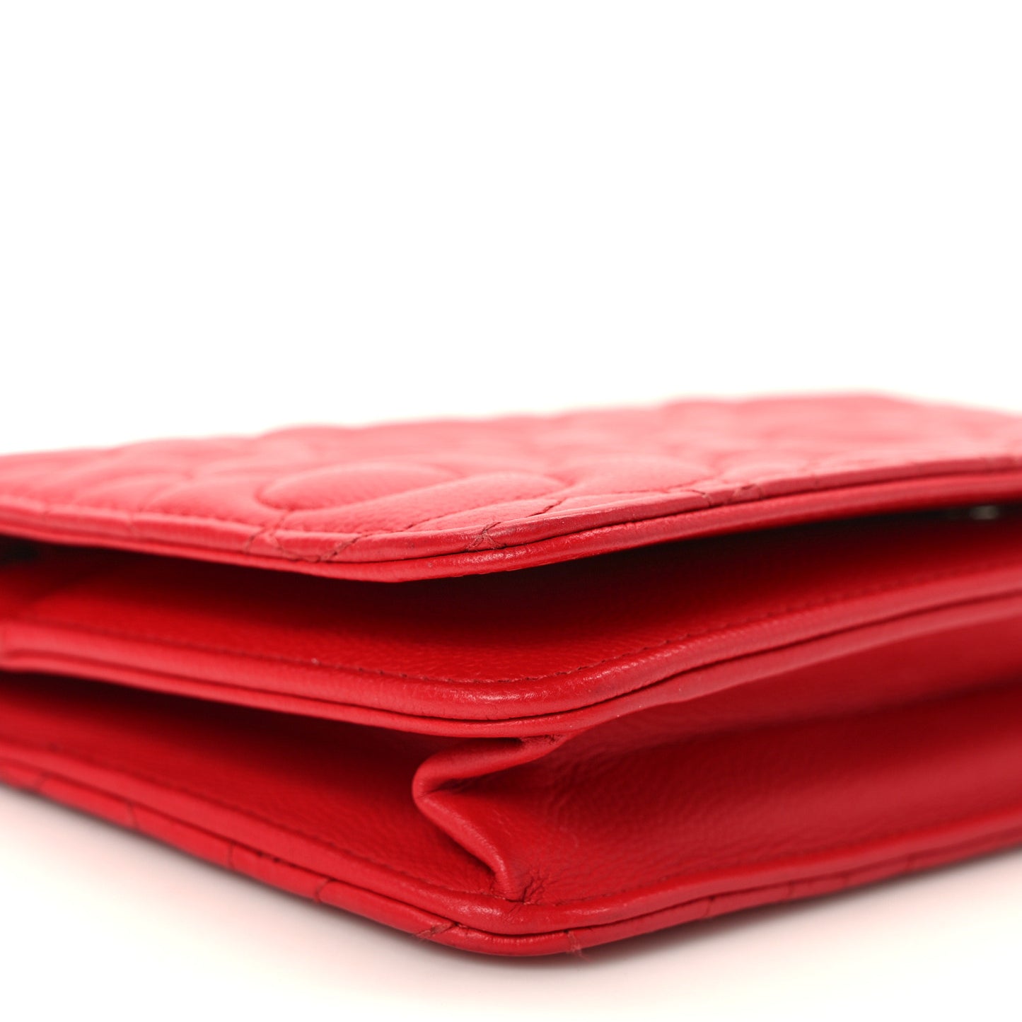 Caviar Camellia Embossed Wallet On Chain WOC Red
