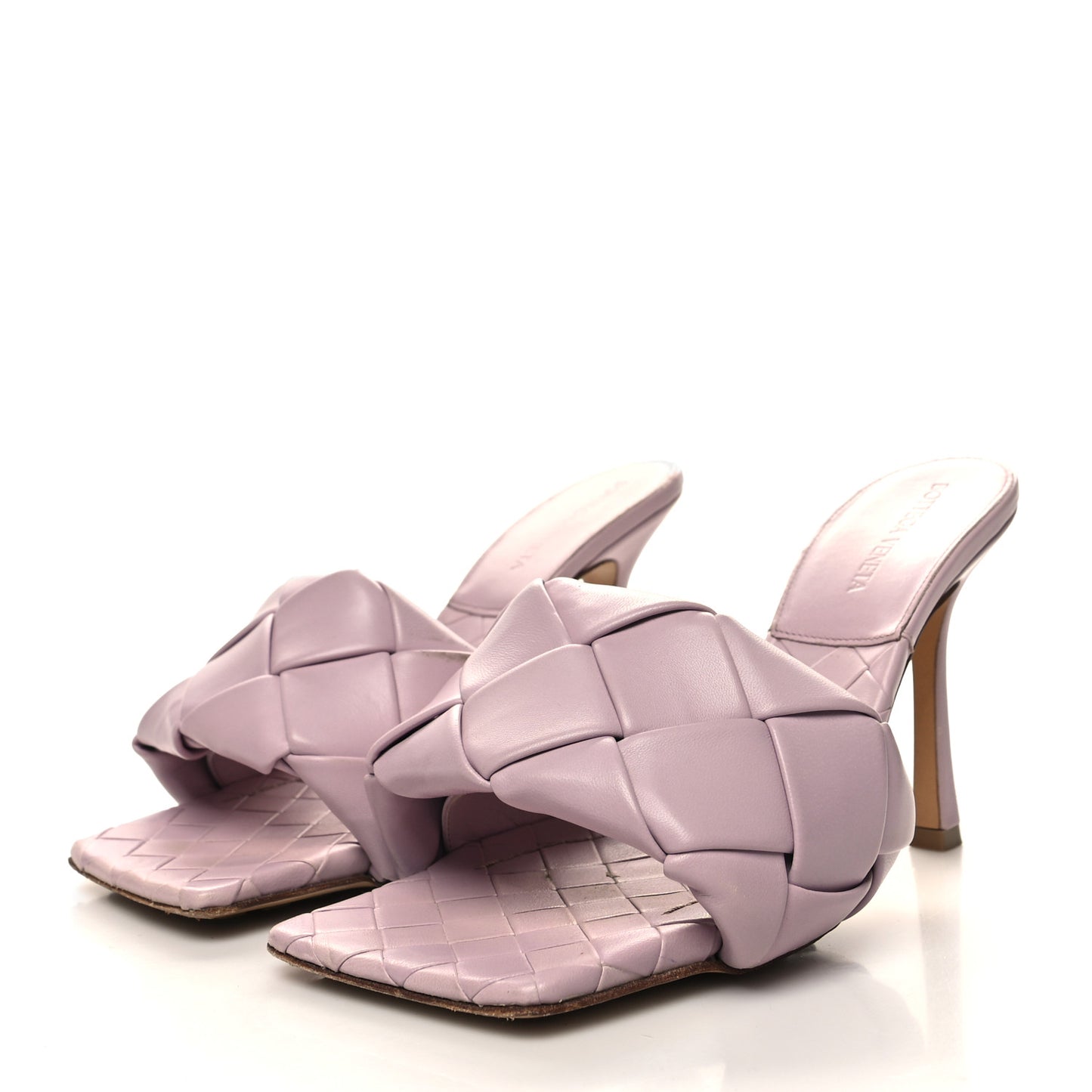 Nappa Maxi Intrecciato Lido 90mm Mule Sandals 38 Magnolia