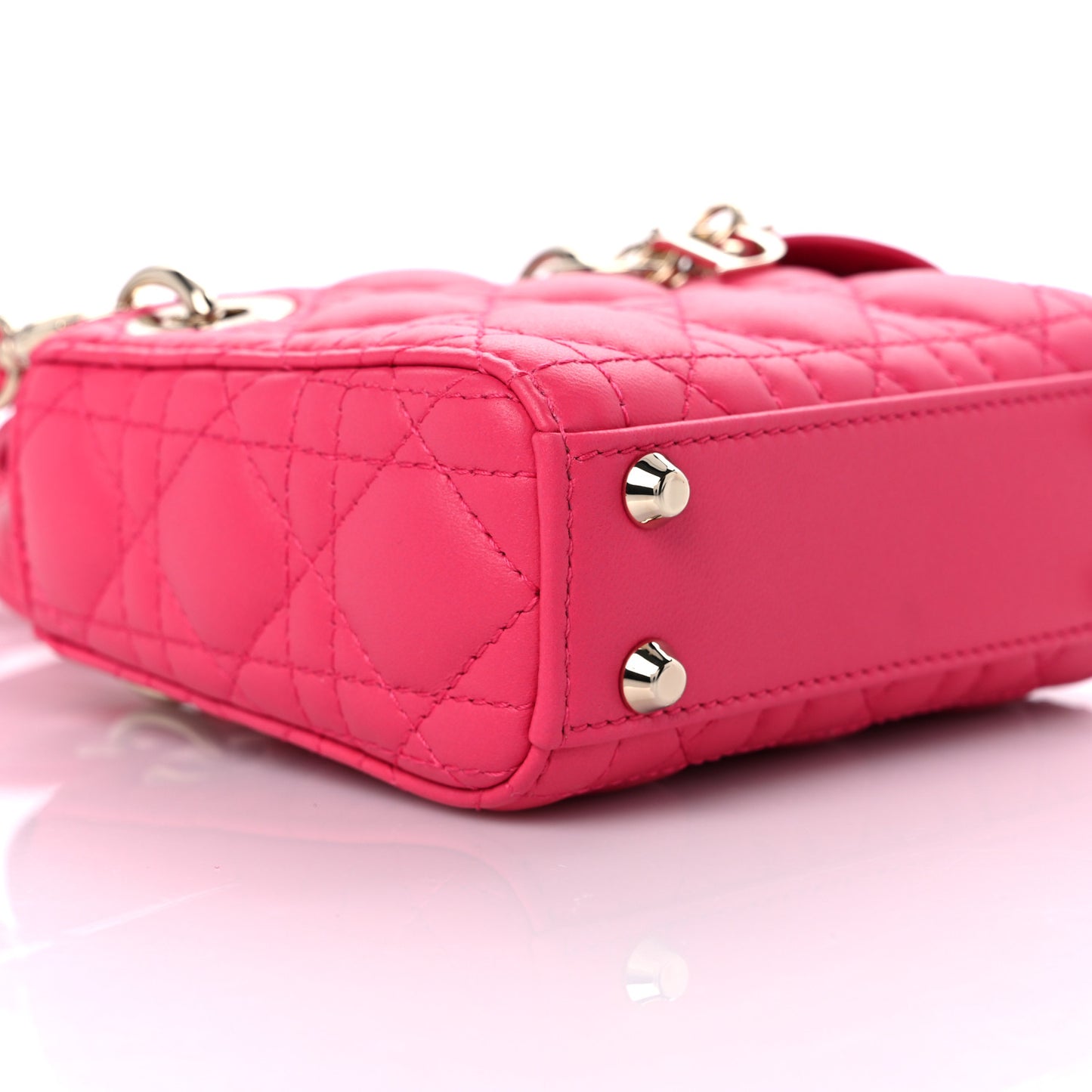 Lambskin Cannage Micro Lady Dior Bright Pink