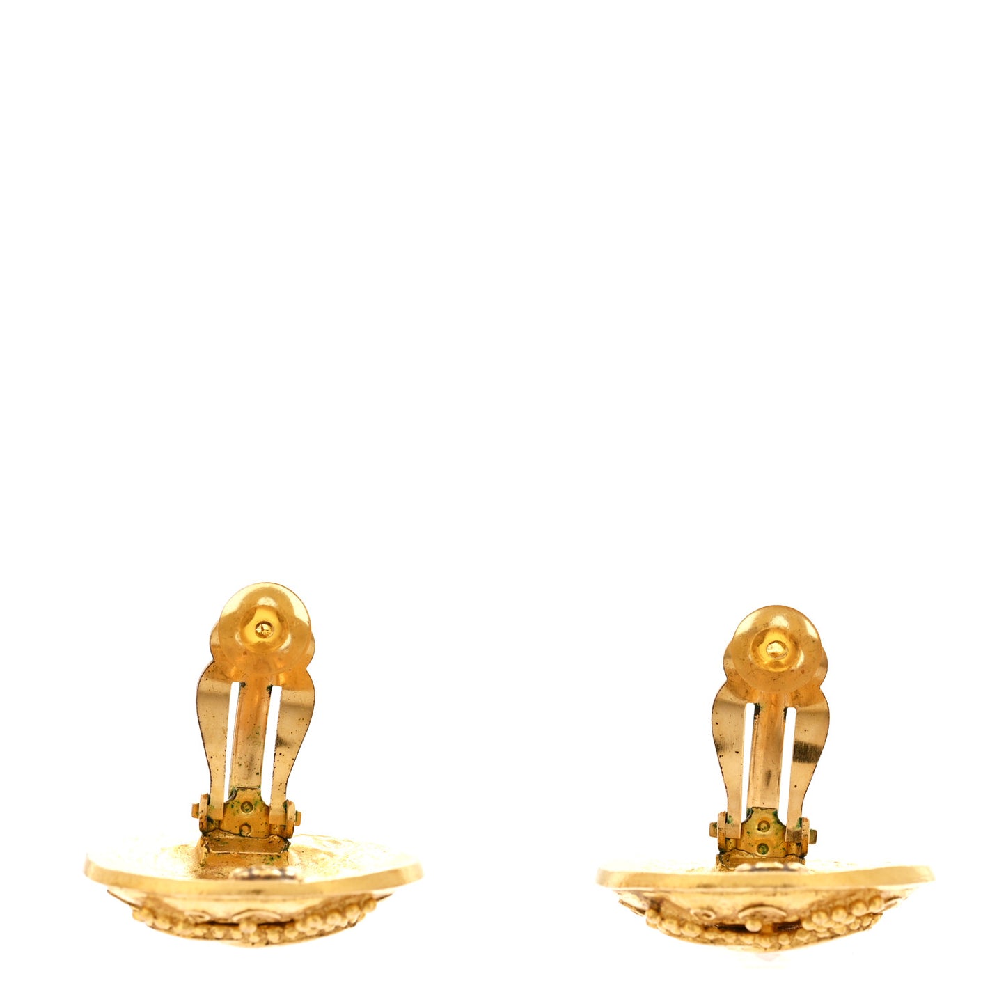 Round CC Clip On Earrings Gold