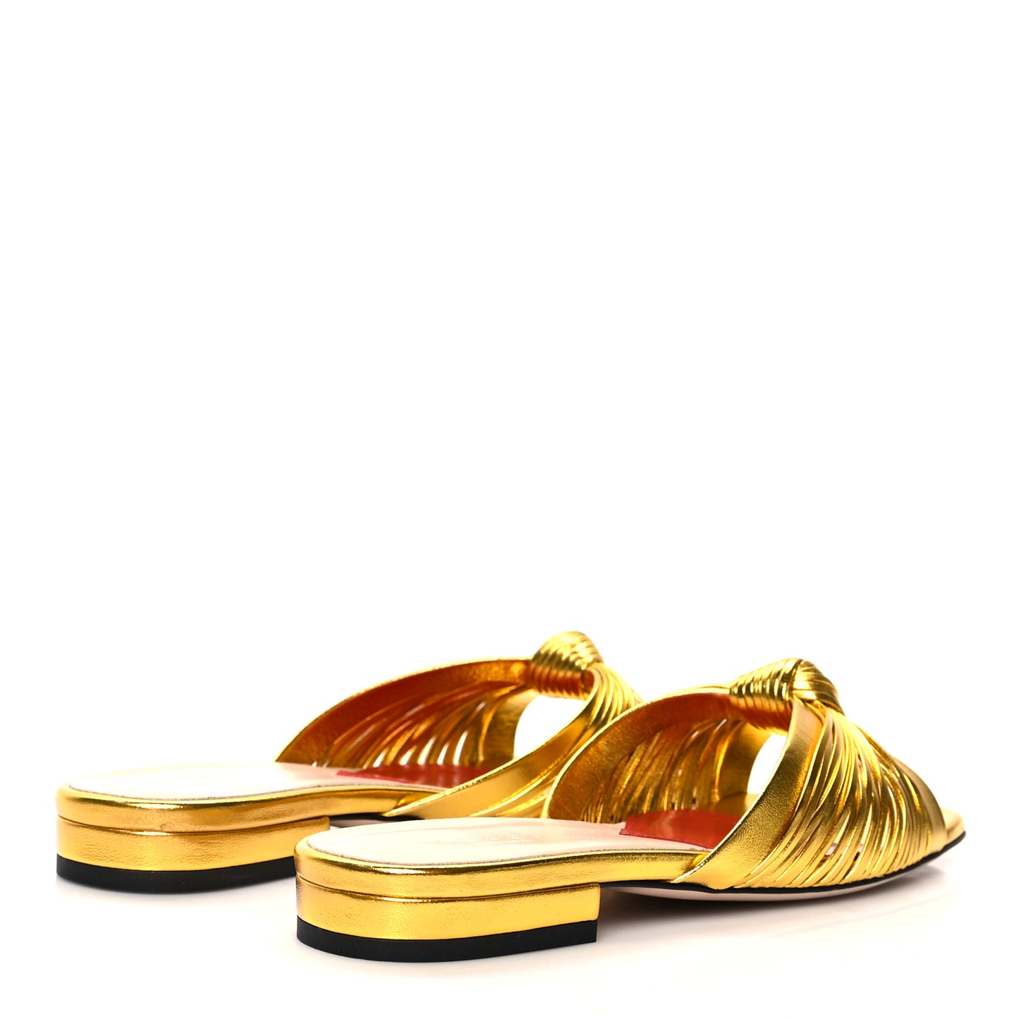 Metallic Nappa Crawford Knotted Flat Slides 36 Gold