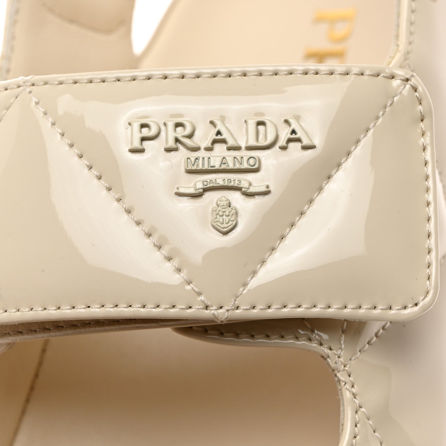 Patent Quilted Padded Slingback Sandals 36 Ivory