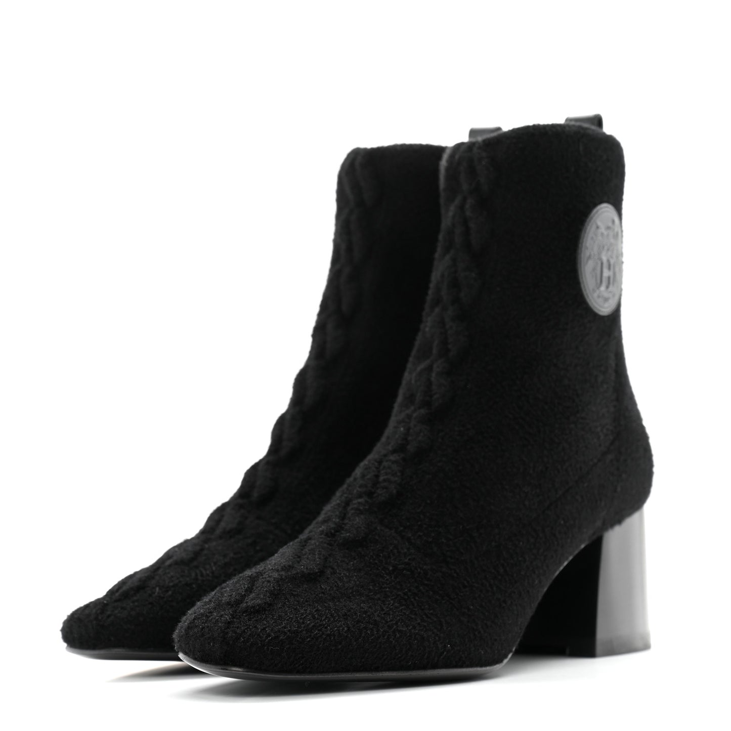 Knit Calfskin Jenna 60 Ankle Boots 36 Black