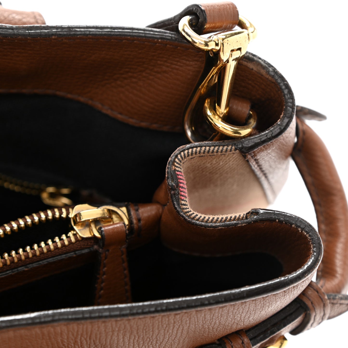 Grainy Calfskin House Check Medium Banner Tote Tan