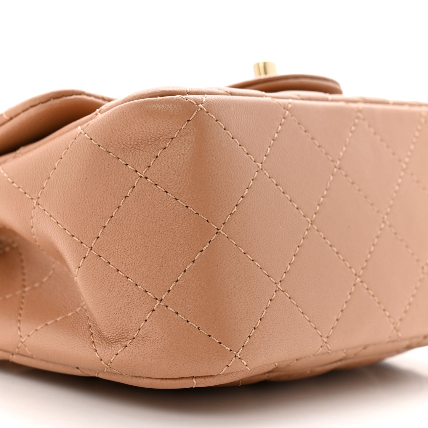 Lambskin Quilted Mini Square Flap Brown
