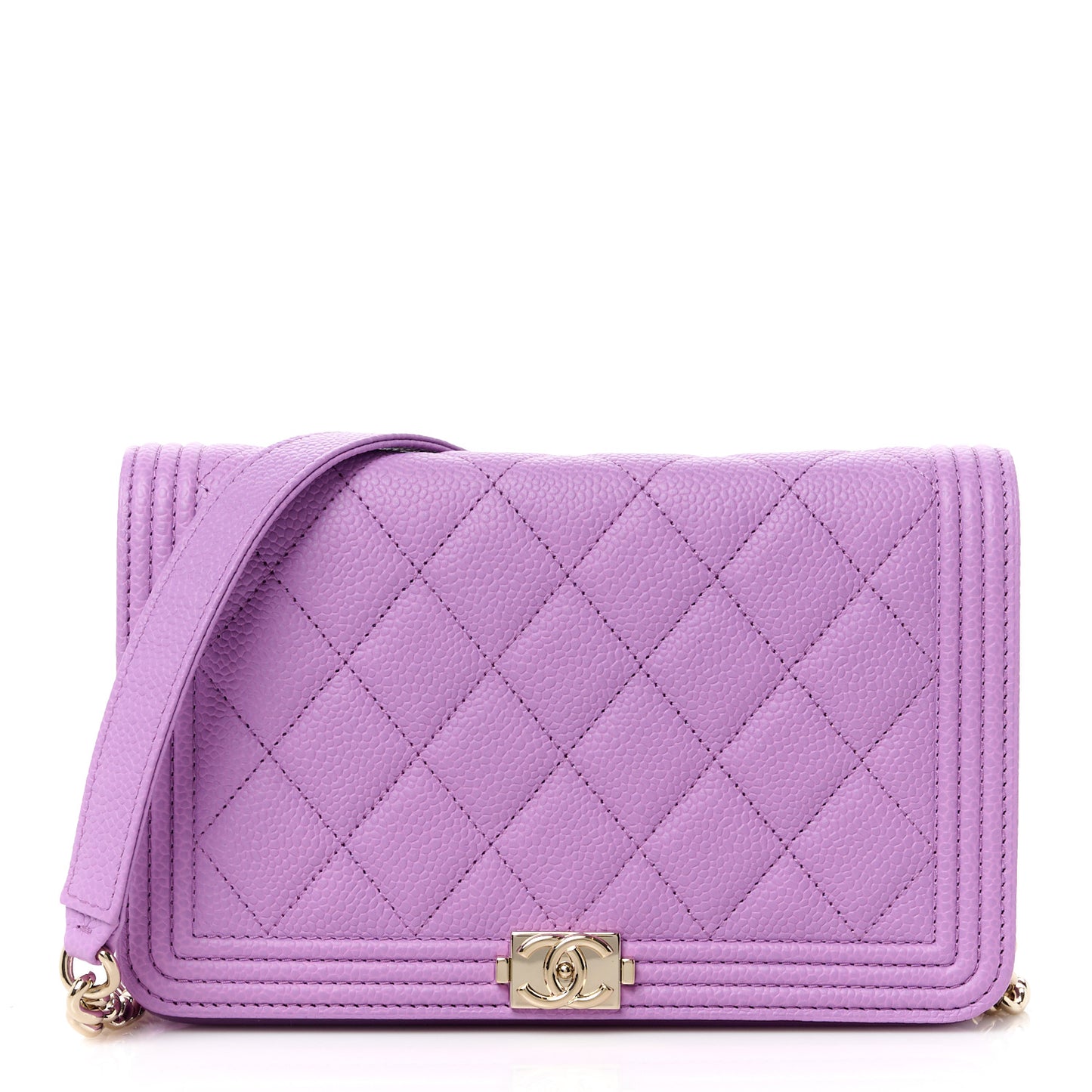 Caviar Quilted Boy Wallet On Chain WOC Purple