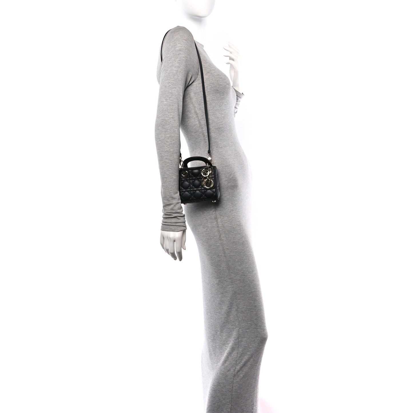 Lambskin Cannage Micro Lady Dior Black